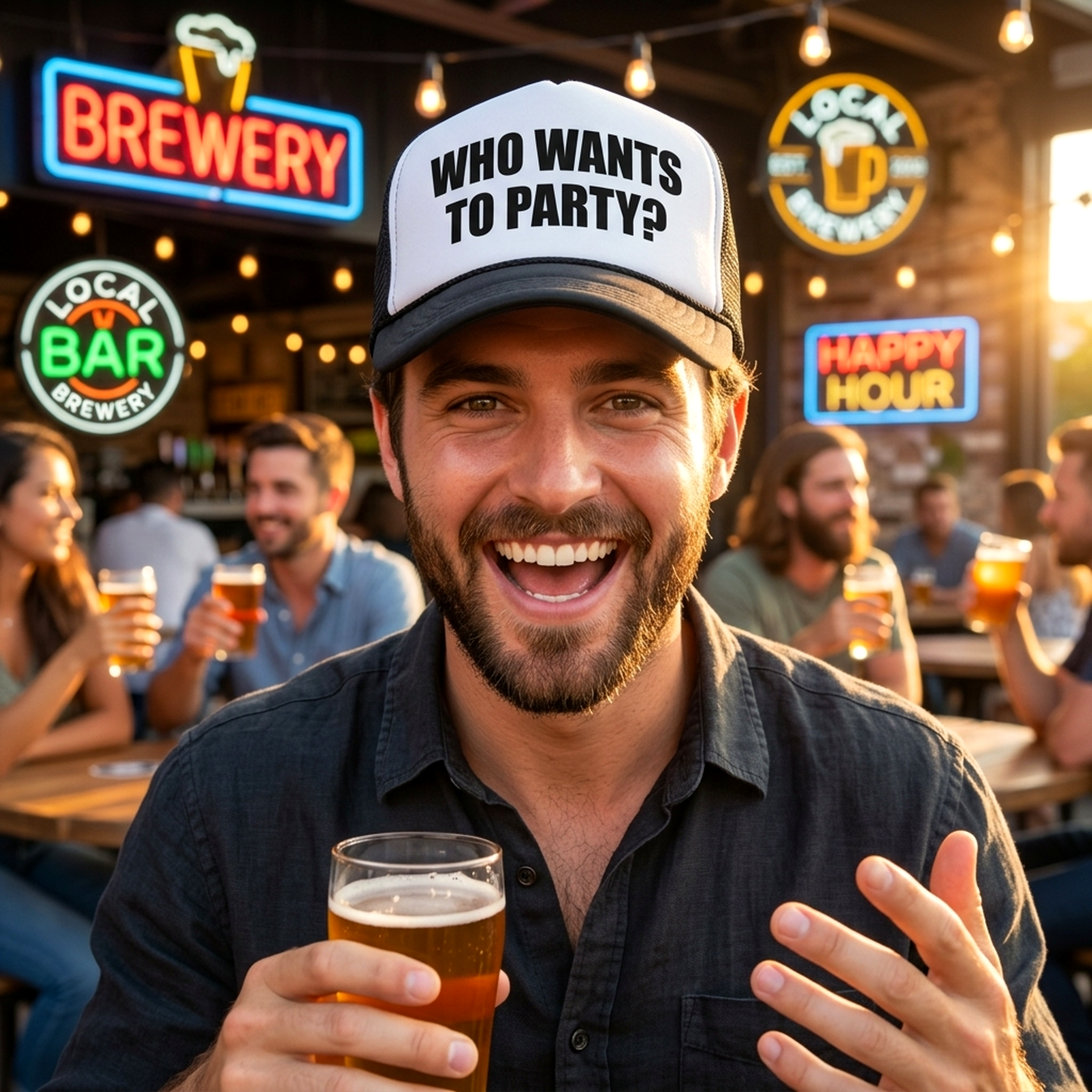 Who Wants To F___ING PARTY - college beer - Vintage Retro Style Trucker Cap Hat - Five Panel Retro Style TRUCKER Cap