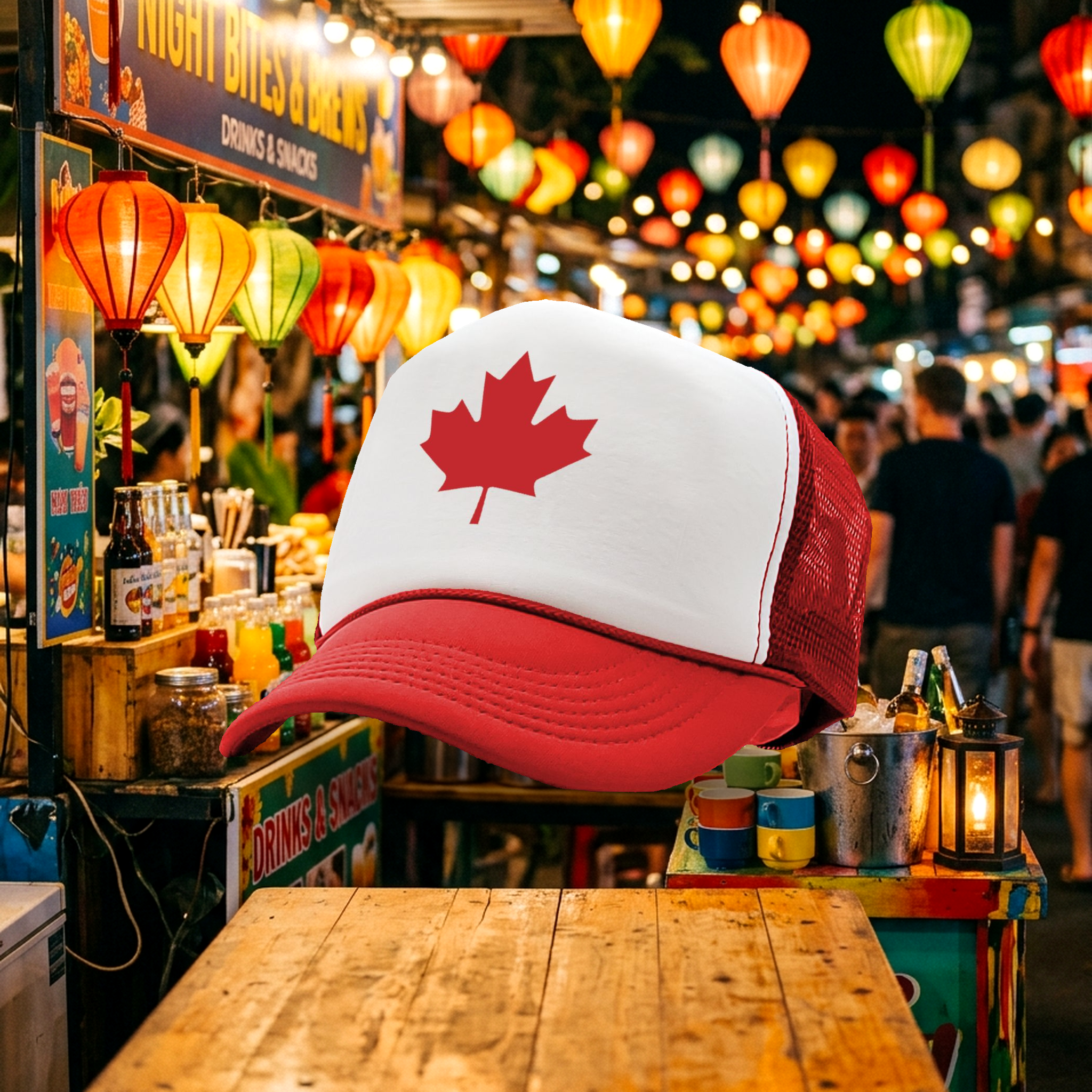 CANADIAN MAPLE LEAF - O Canada patriot pride - Vintage Retro Style Trucker Cap Hat - Five Panel Retro Style TRUCKER Cap