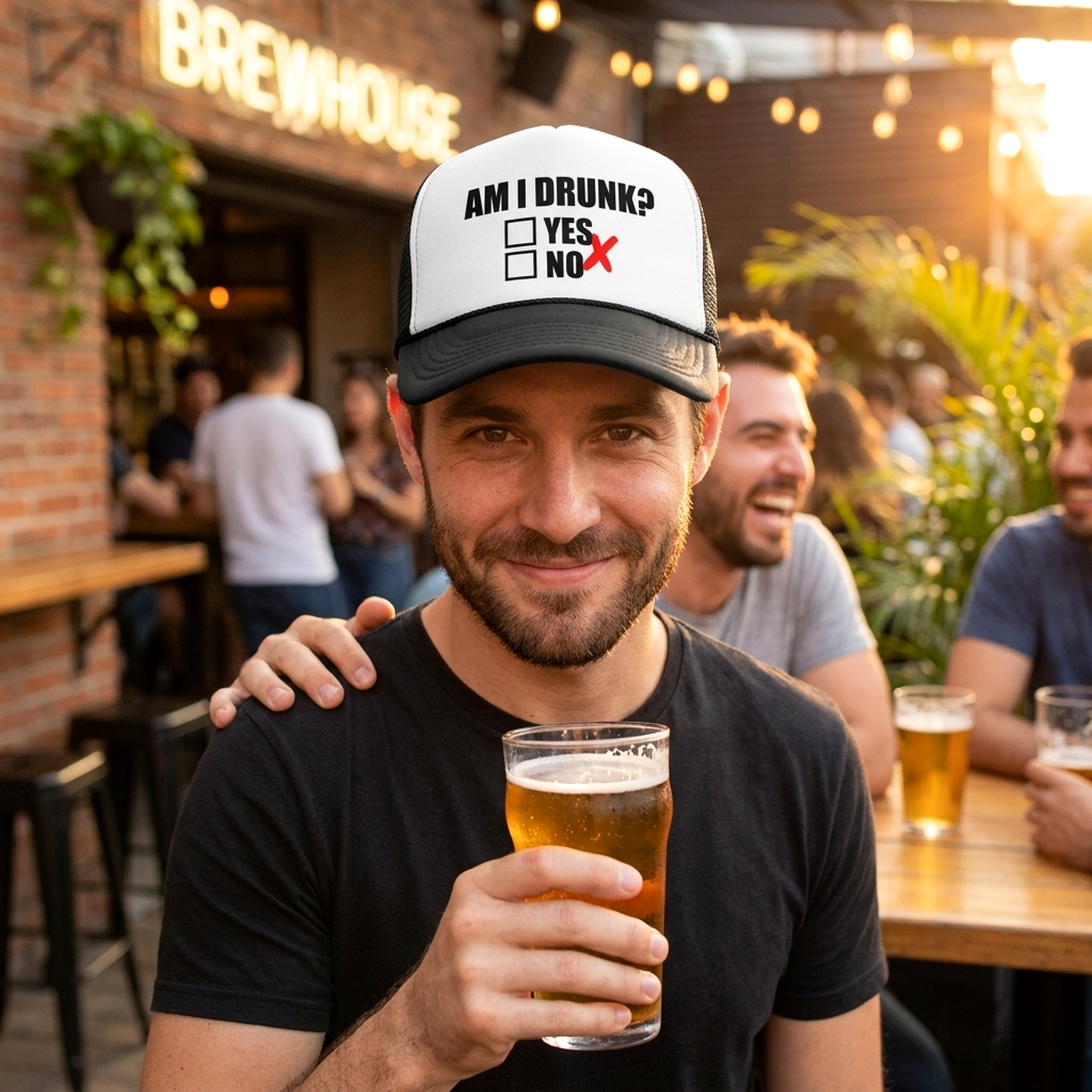 AM I DRUNK - YES OR NO - Unisex Adult Trucker Cap Hat - Five Panel Retro Style TRUCKER Cap