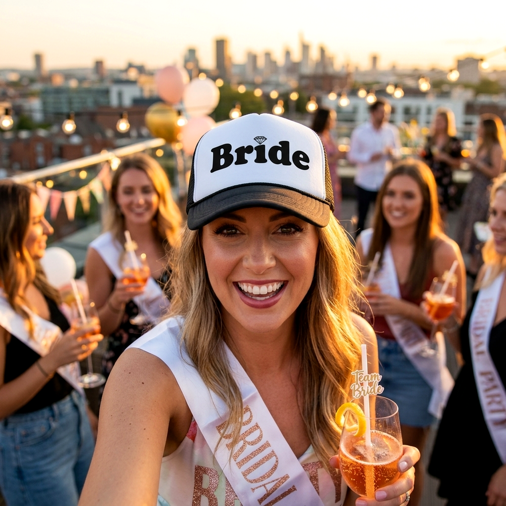 BRIDE - wedding bridesmaid marriage party - Vintage Retro Style Trucker Cap Hat - Five Panel Retro Style TRUCKER Cap