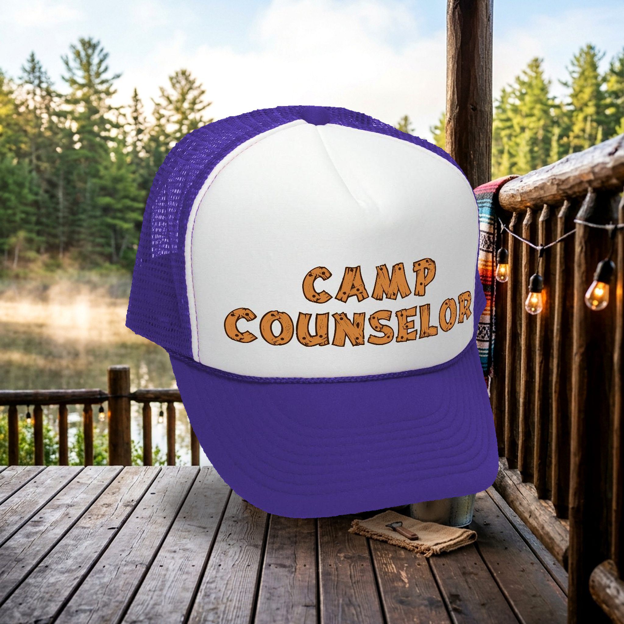 CAMP COUNSELOR - nature wilderness guide tourist - Unisex Adult Trucker Cap Hat - Five Panel Retro Style TRUCKER Cap