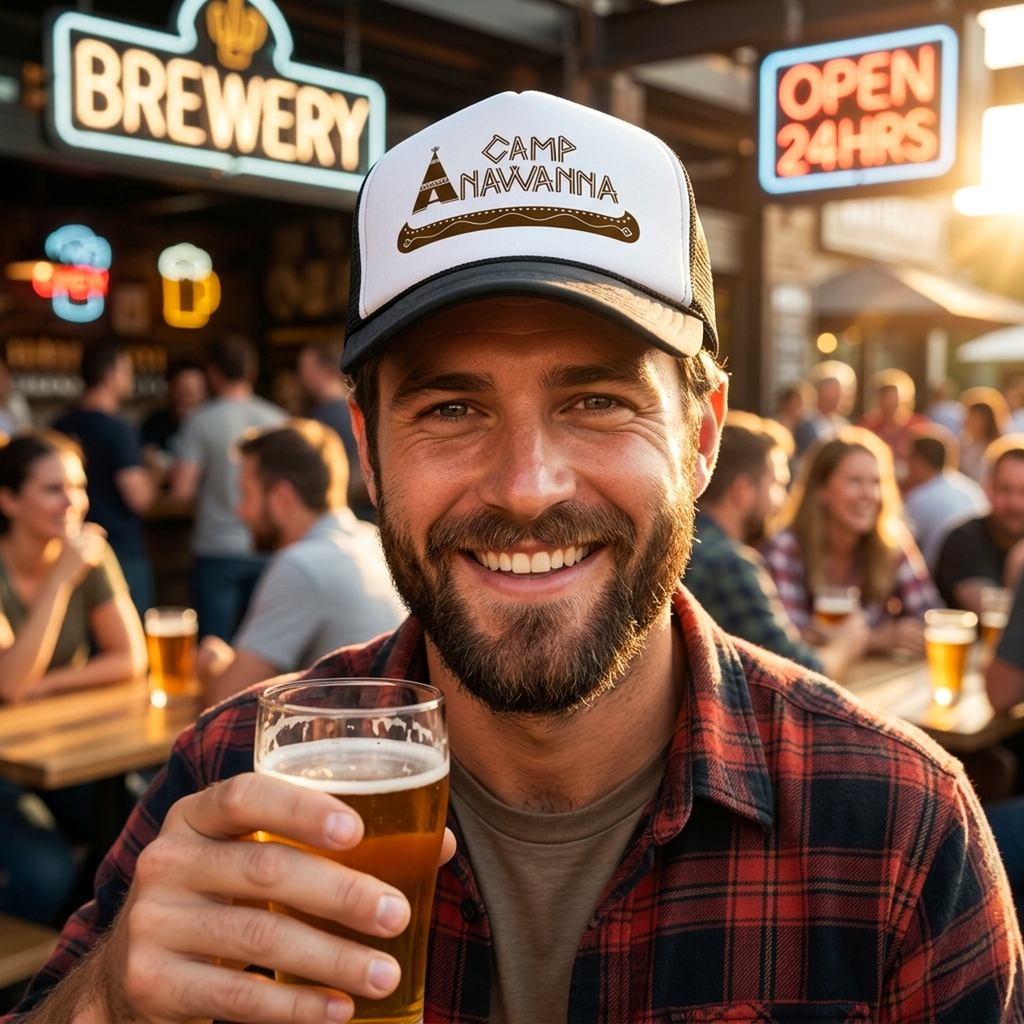 CAMP ANAWANA - shorts campground camping - Vintage Retro Style Trucker Cap Hat - Five Panel Retro Style TRUCKER Cap