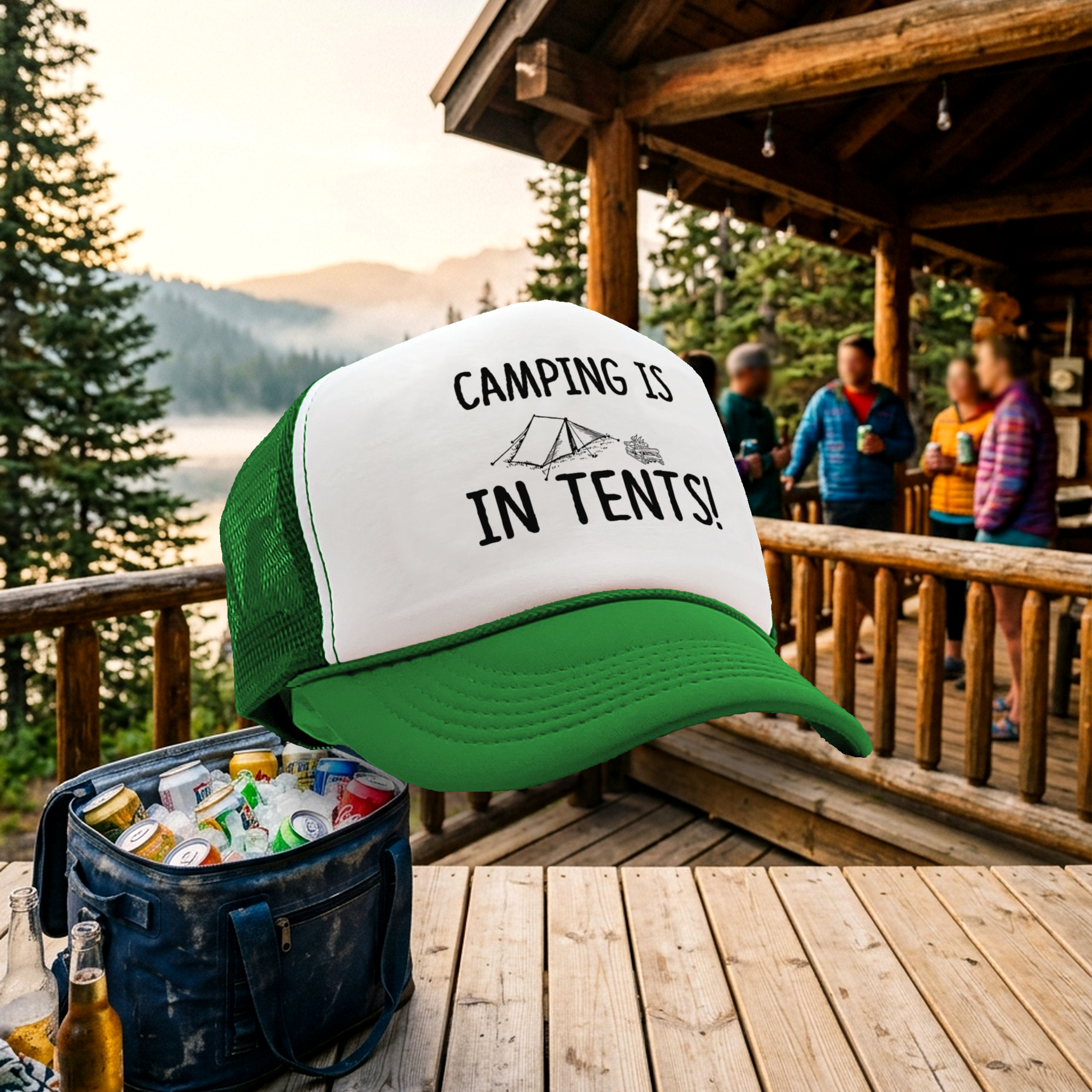 CAMPING IS IN TENTS outdoors hiking mountains - Vintage Retro Style Trucker Cap Hat - Five Panel Retro Style TRUCKER Cap