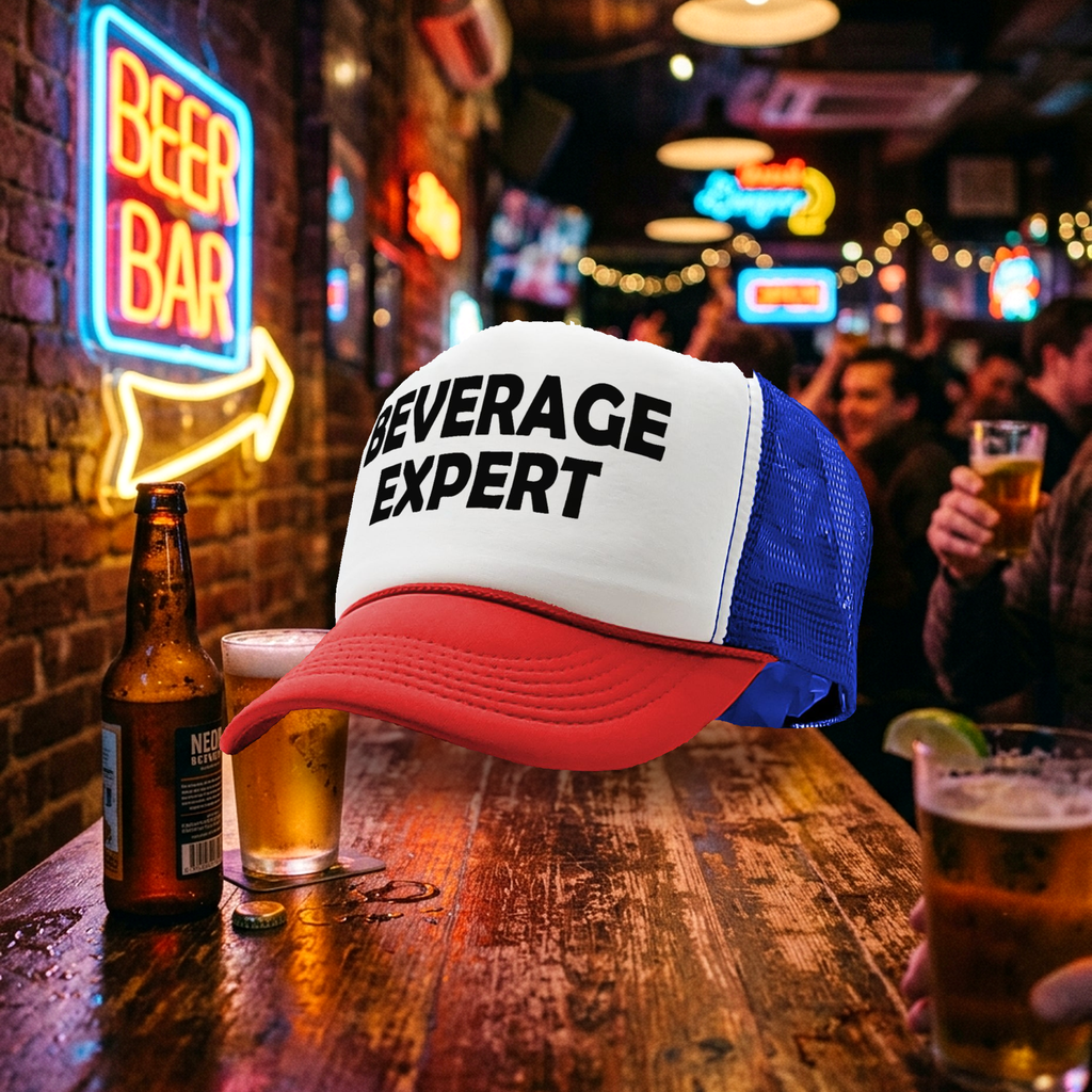 BEVERAGE EXPERT - beer wine liquor party - Vintage Retro Style Trucker Cap Hat - Five Panel Retro Style TRUCKER Cap