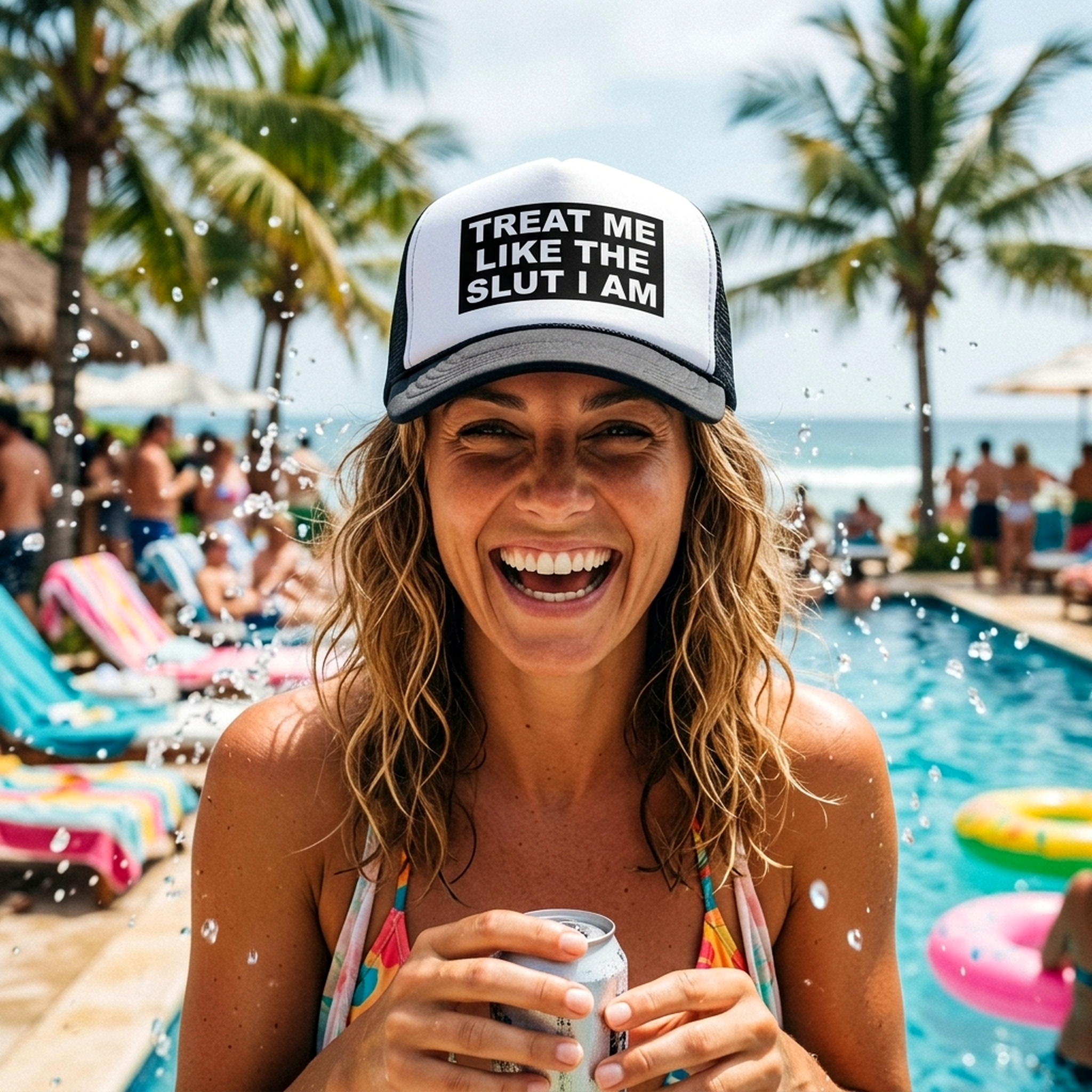 TREAT ME LIKE THE SLUT I AM - Unisex Adult Trucker Cap Hat - Five Panel Retro Style TRUCKER Cap