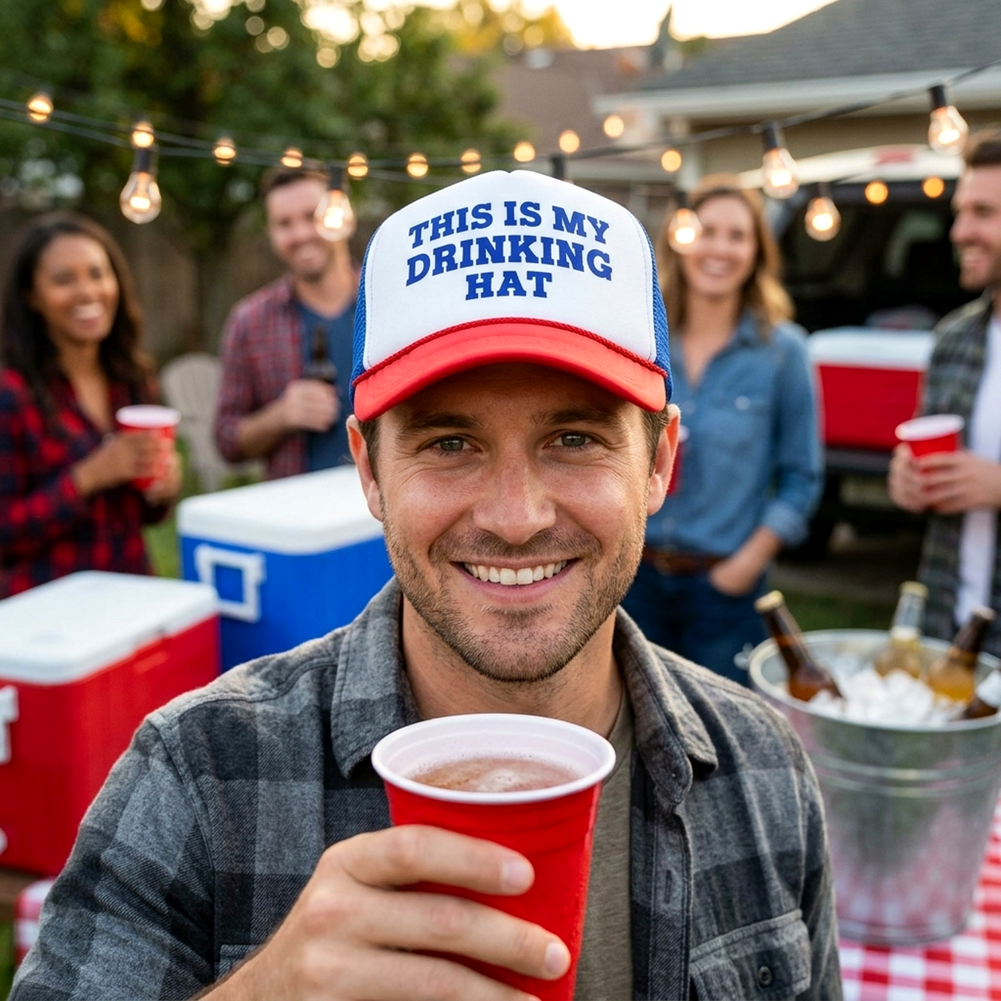 This is my DRINKING HAT - drunk party college - Vintage Retro Style Trucker Cap Hat - Five Panel Retro Style TRUCKER Cap