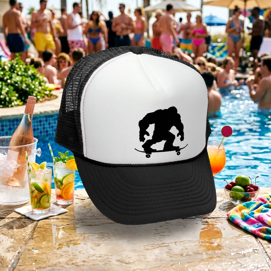Skatesquatch Skating Trucker Hat - Five Panel Retro Style TRUCKER Cap