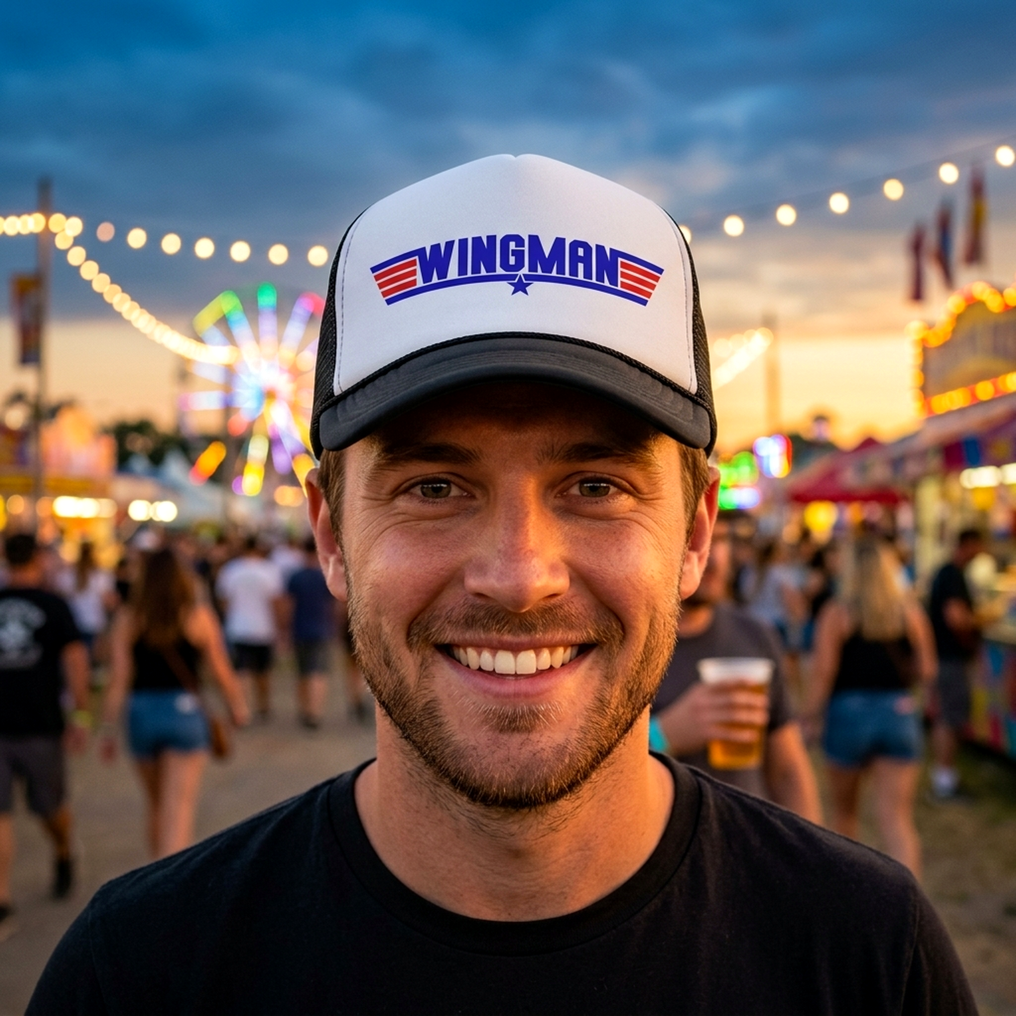 Wingman - TRUCKER HAT - Mesh Cap - Five Panel Retro Style TRUCKER Cap