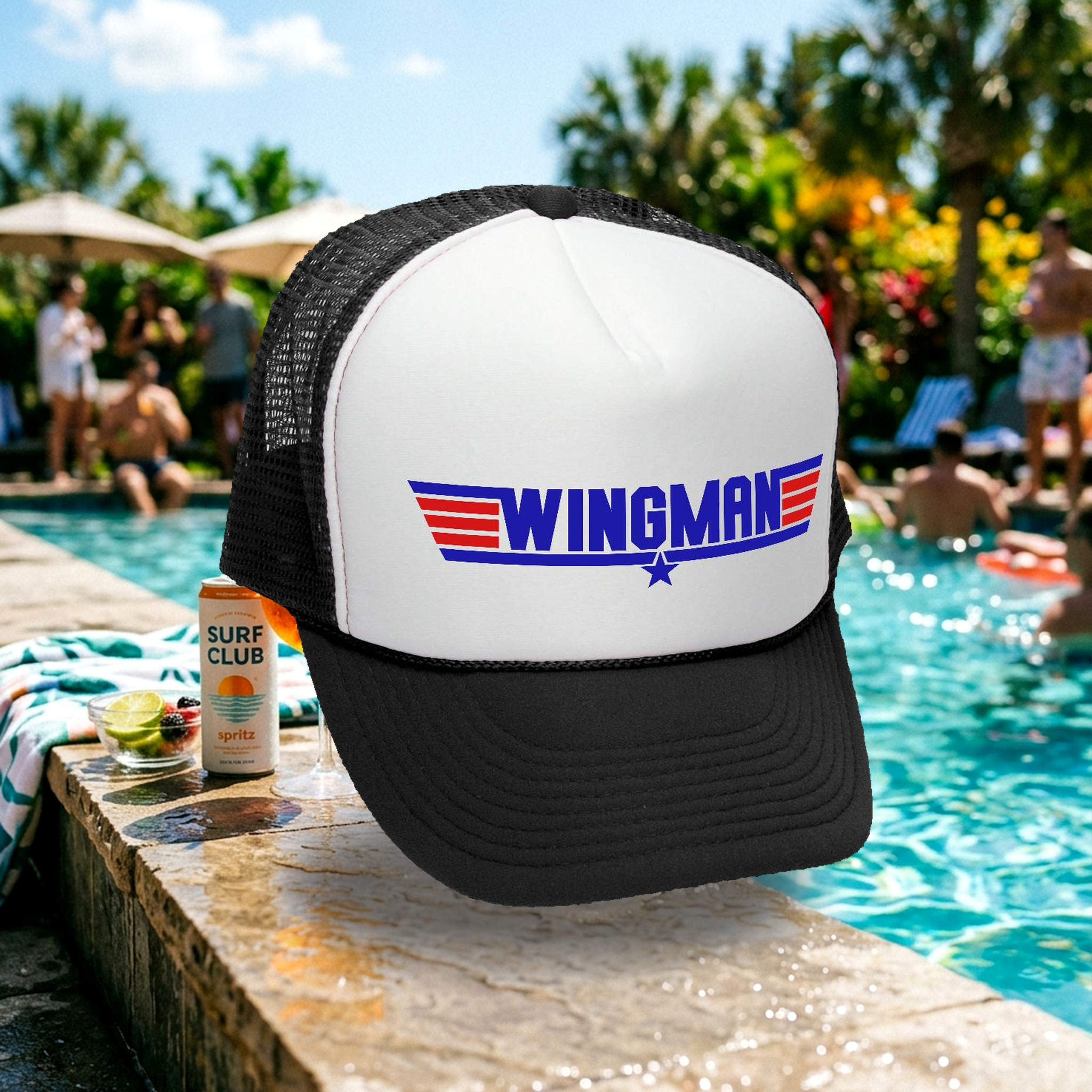 Wingman - TRUCKER HAT - Mesh Cap - Five Panel Retro Style TRUCKER Cap