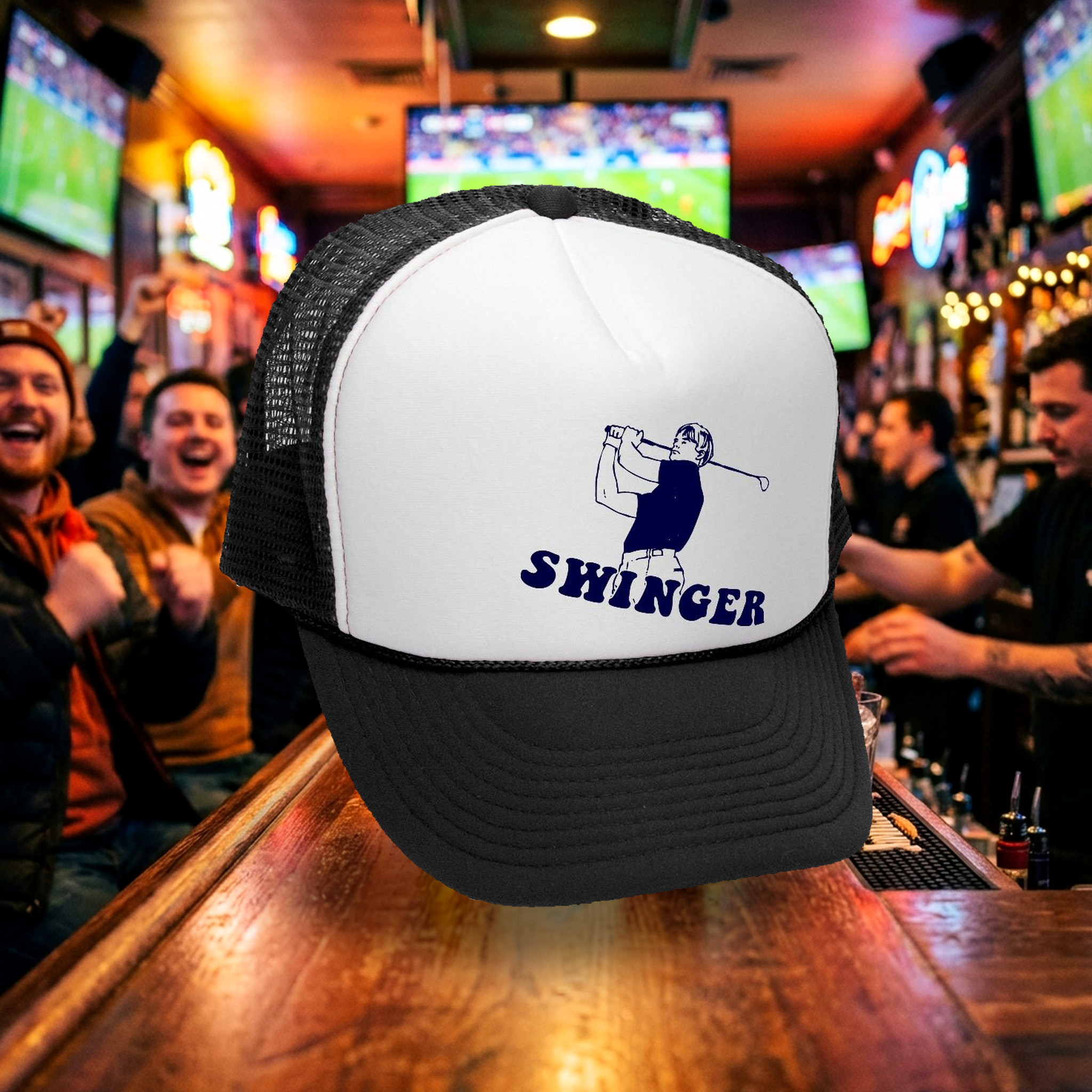 Swinger Trucker Hat - Mesh Cap - Five Panel Retro Style TRUCKER Cap
