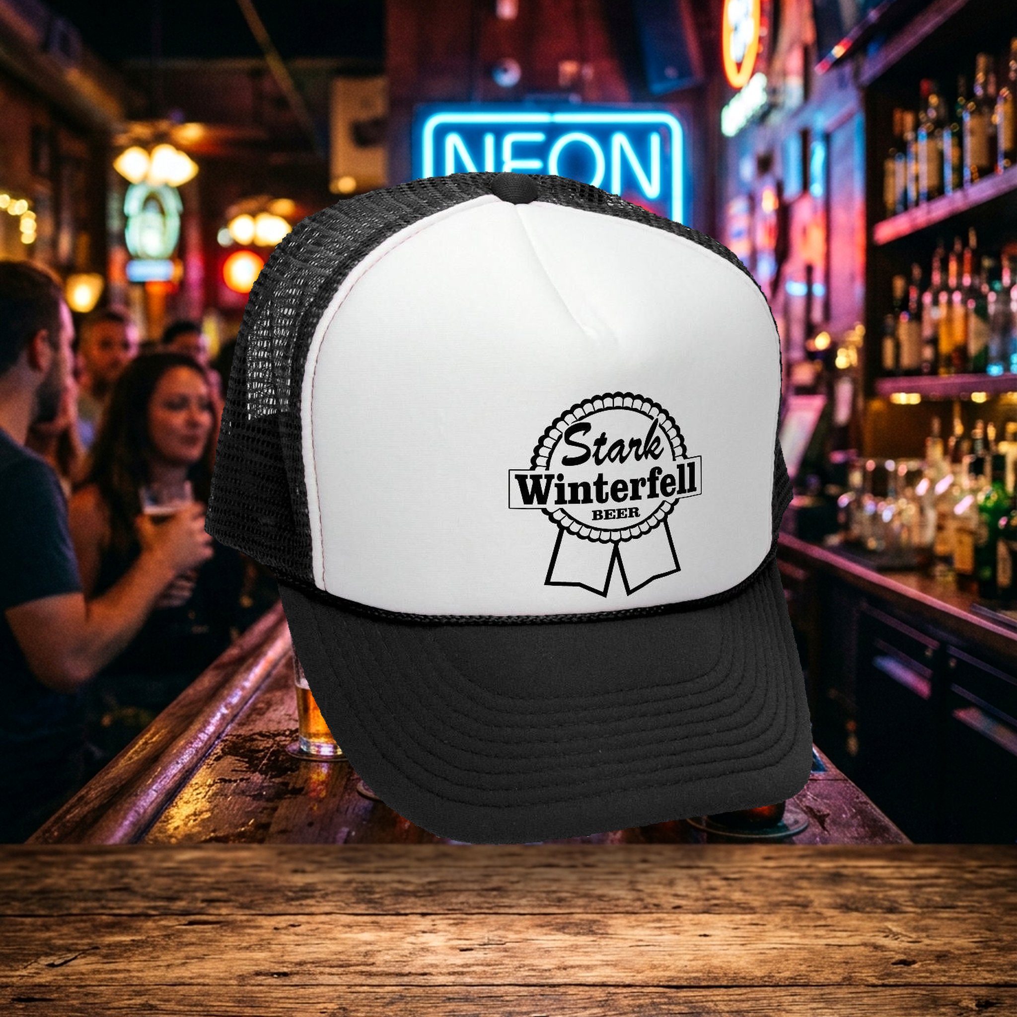STARK Winterfell Beer - thrones - Retro Vintage Style Baseball Trucker Cap Hat - Five Panel Retro Style TRUCKER Cap