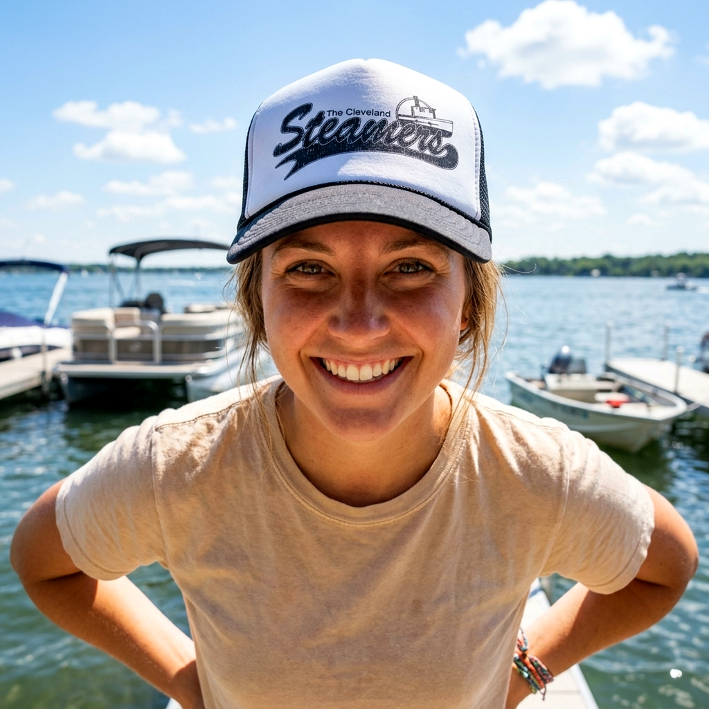 TheClevelandSteamers Trucker Hat Defecating Long John Peter Guy Family  - Mesh Cap - Five Panel Retro Style TRUCKER Cap