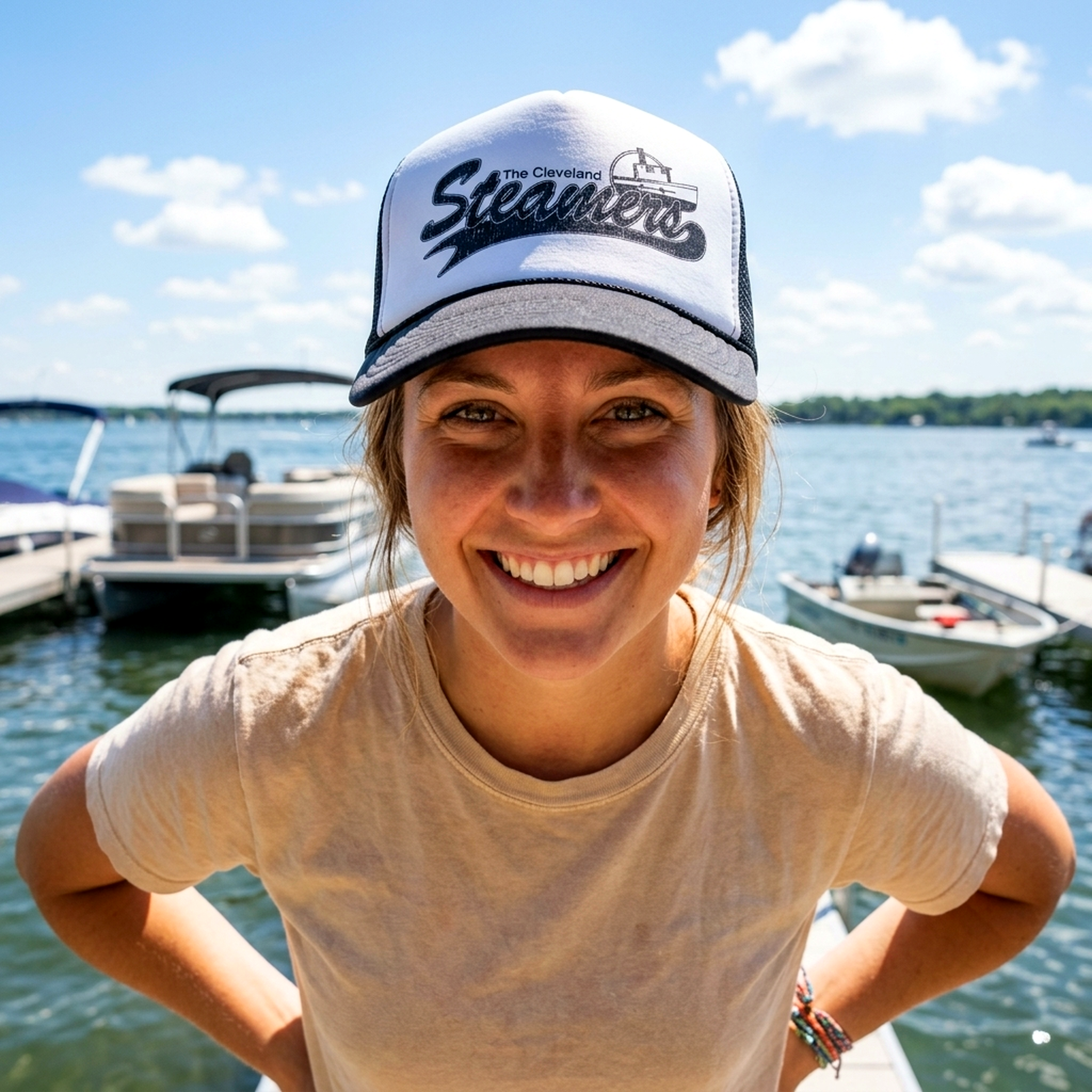 TheClevelandSteamers Trucker Hat Defecating Long John Peter Guy Family  - Mesh Cap - Five Panel Retro Style TRUCKER Cap