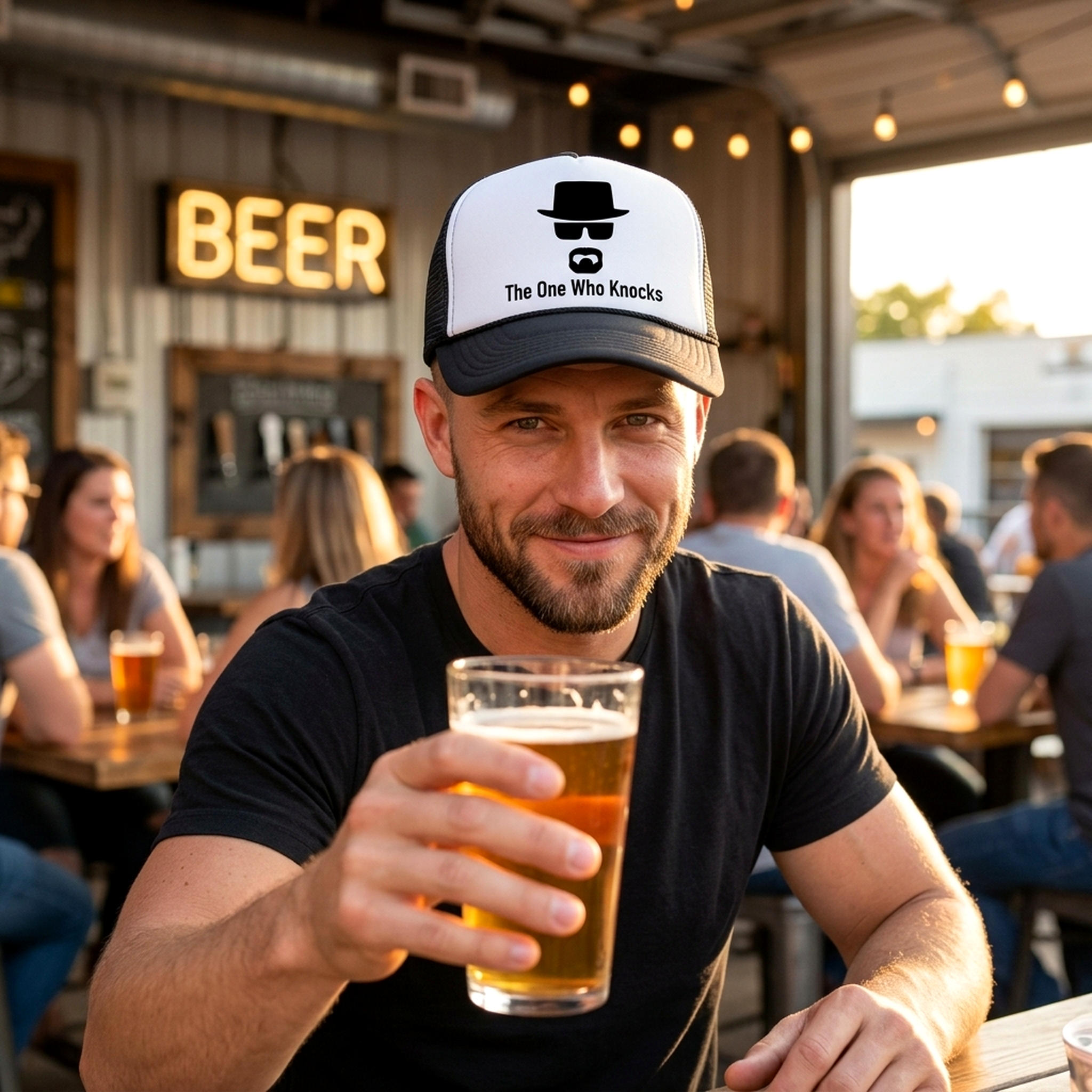 The One Who Knocks Trucker Hat - Mesh Cap - Five Panel Retro Style TRUCKER Cap