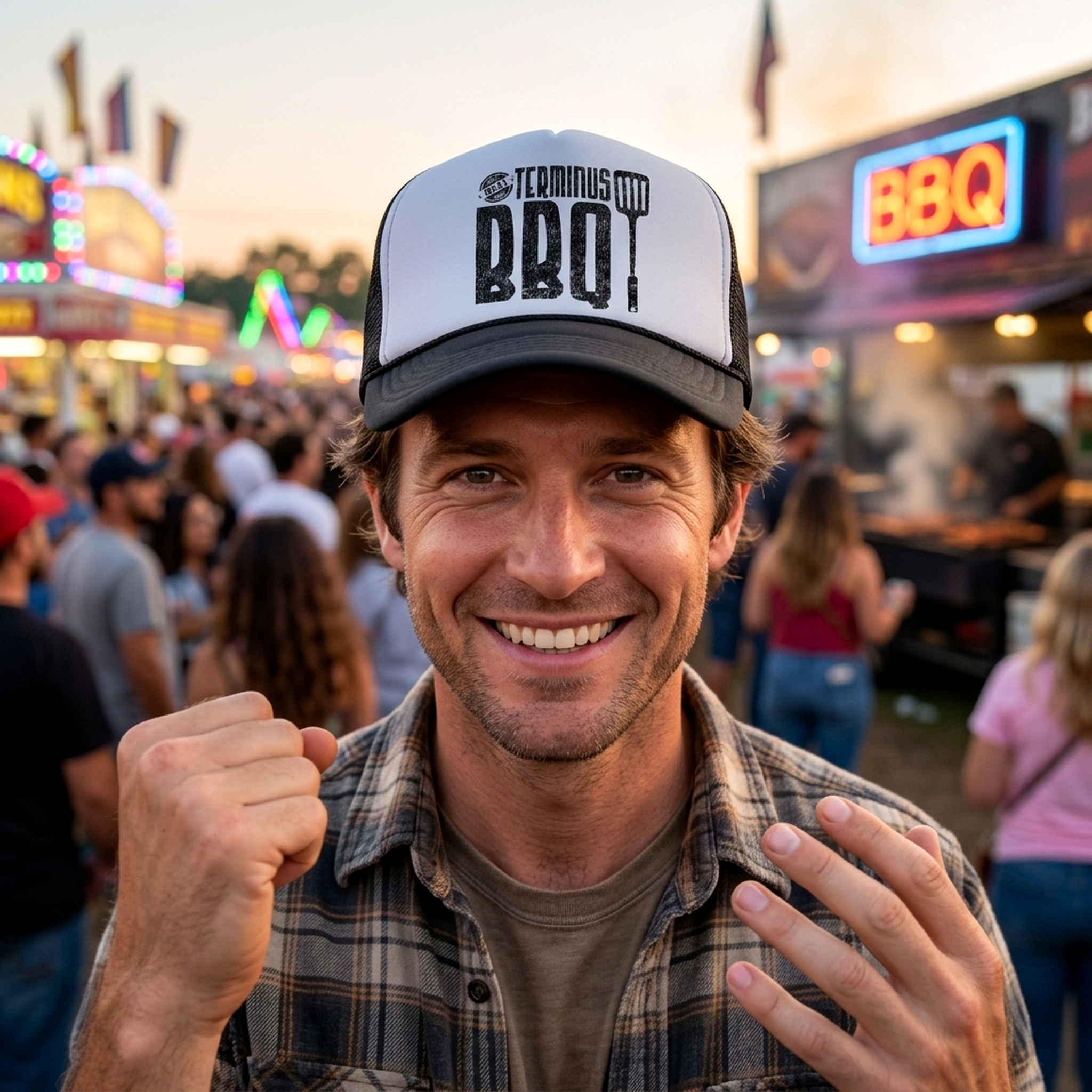 Terminus BBQ Trucker Hat - Mesh Cap - Five Panel Retro Style TRUCKER Cap