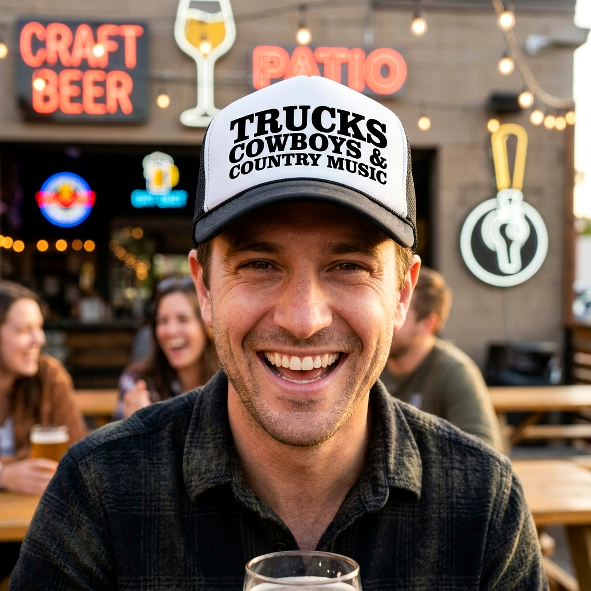 Trucks Cowboys & Country Music Trucker Hat - Mesh Cap - Five Panel Retro Style TRUCKER Cap