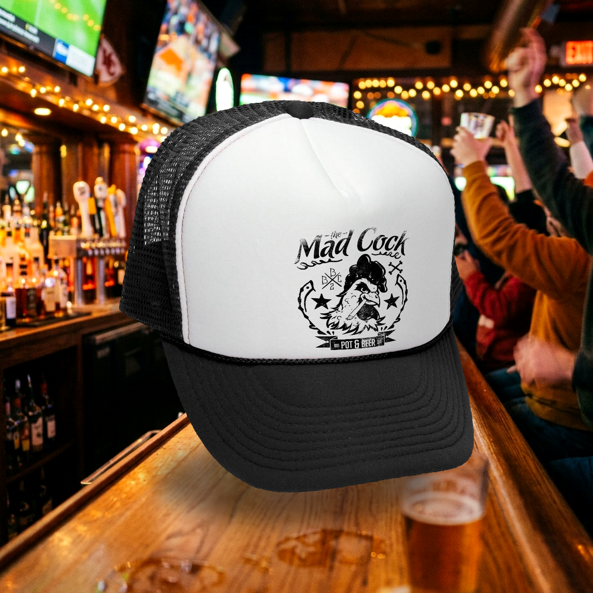 The Mad Cock Trucker Hat - Mesh Cap - Five Panel Retro Style TRUCKER Cap