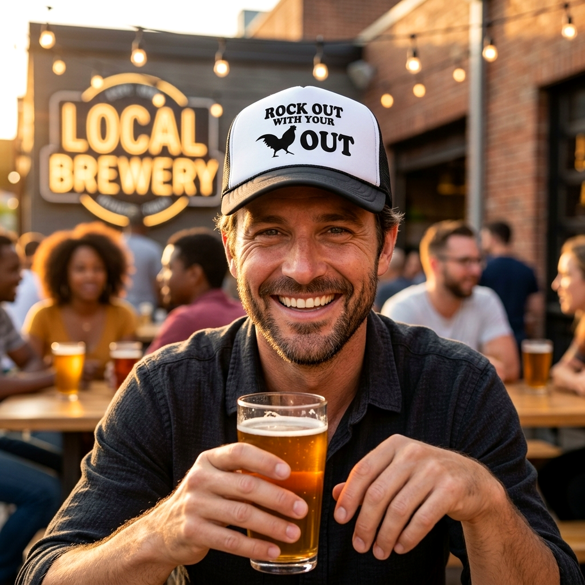 ROCK OUT with your COCK OUT - Vintage Retro Style Trucker Cap Hat - Five Panel Retro Style TRUCKER Cap