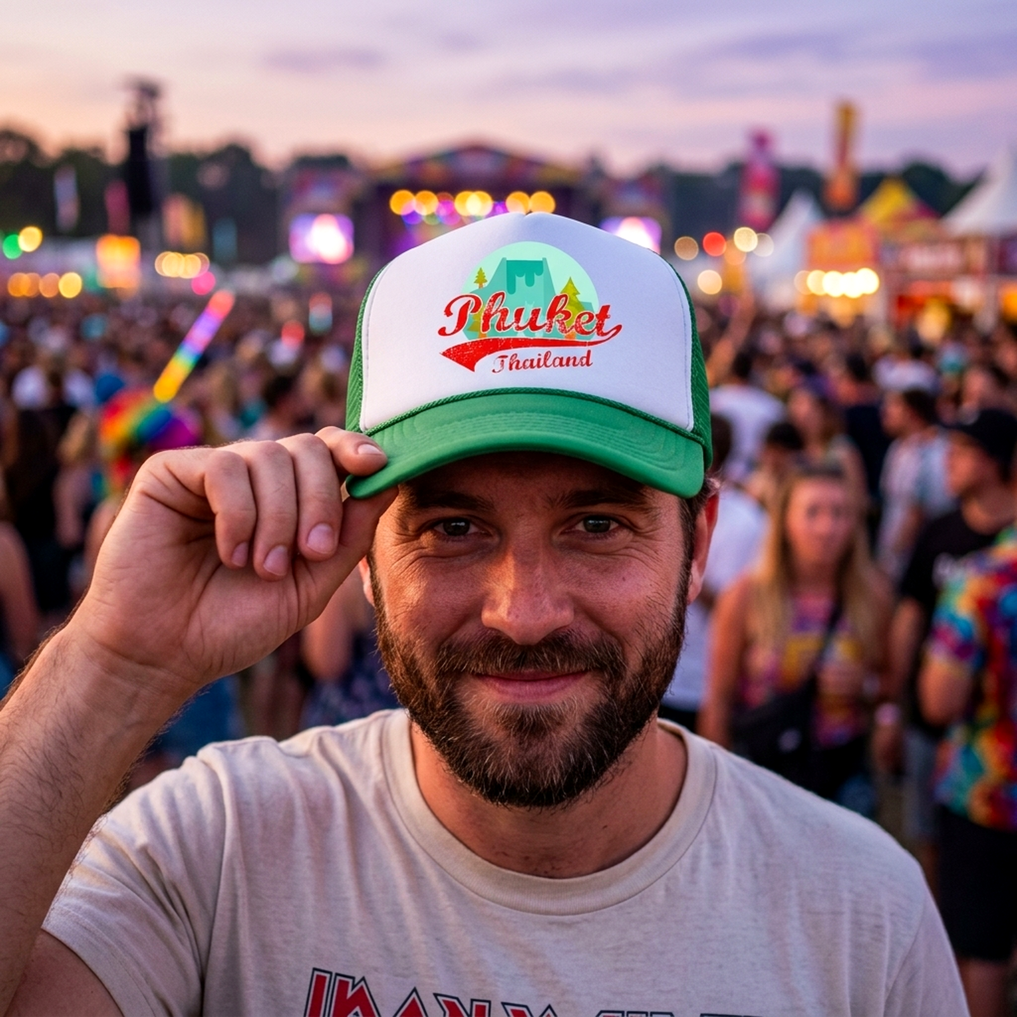 PHUKET THAILAND - FUNNY RETRO VINTAGE STYLE - Unisex Adult Trucker Cap Hat - Five Panel Retro Style TRUCKER Cap