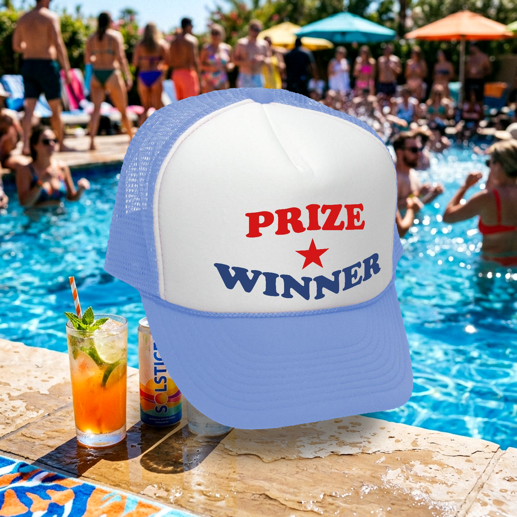 PRIZE WINNER - winning consolation gift - Adult Trucker Cap Hat - Five Panel Retro Style TRUCKER Cap