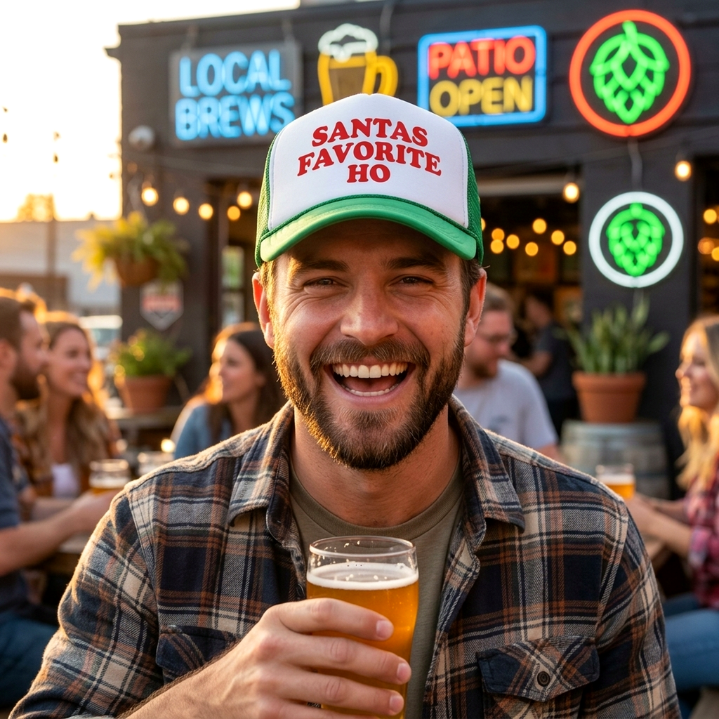 SANTAS FAVORITE HO - christmas claus funny - Vintage Retro Style Trucker Cap Hat - Five Panel Retro Style TRUCKER Cap