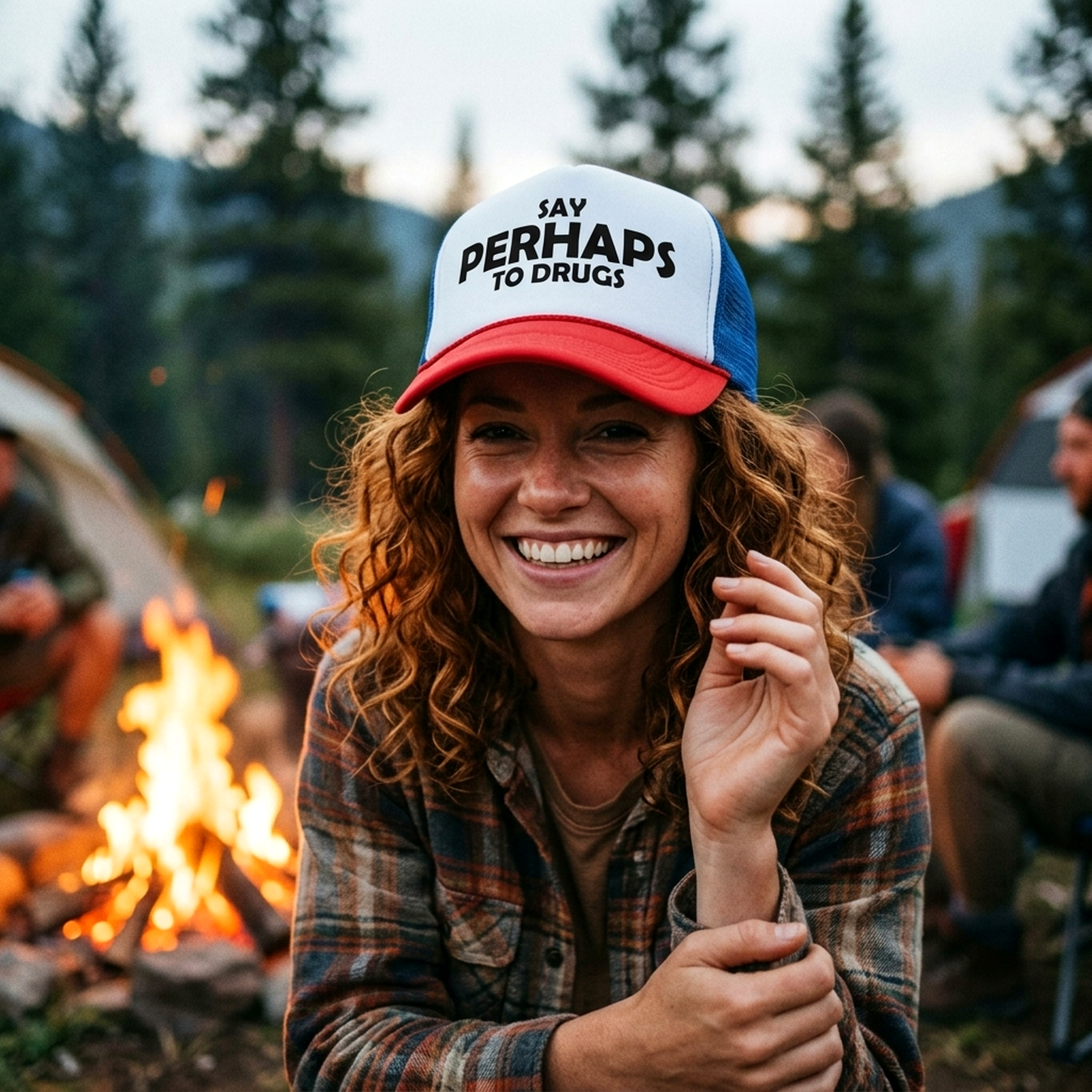 Say PERHAPS to Drugs - no maybe weed 420 funny - Vintage Retro Style Trucker Cap Hat - Five Panel Retro Style TRUCKER Cap