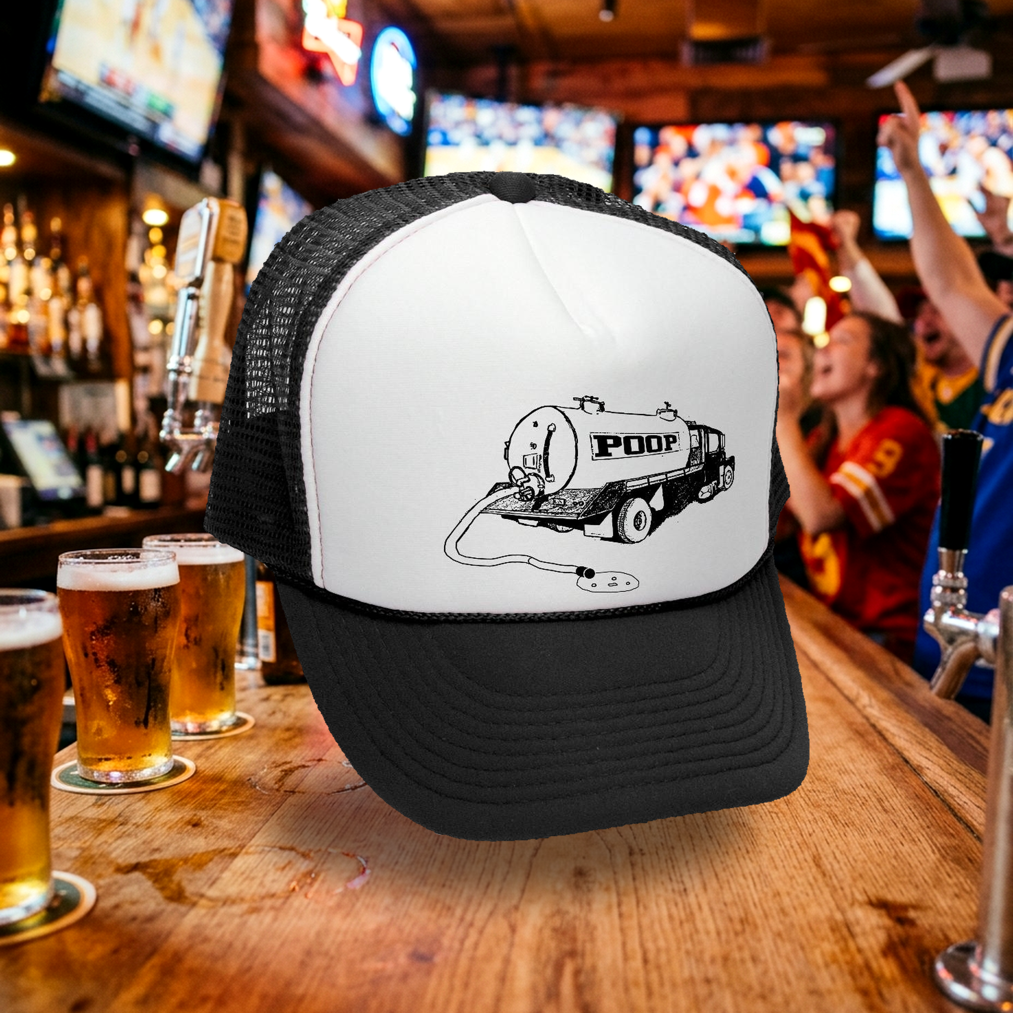 PoopTruck Trucker Hat - Mesh Cap - Five Panel Retro Style TRUCKER Cap
