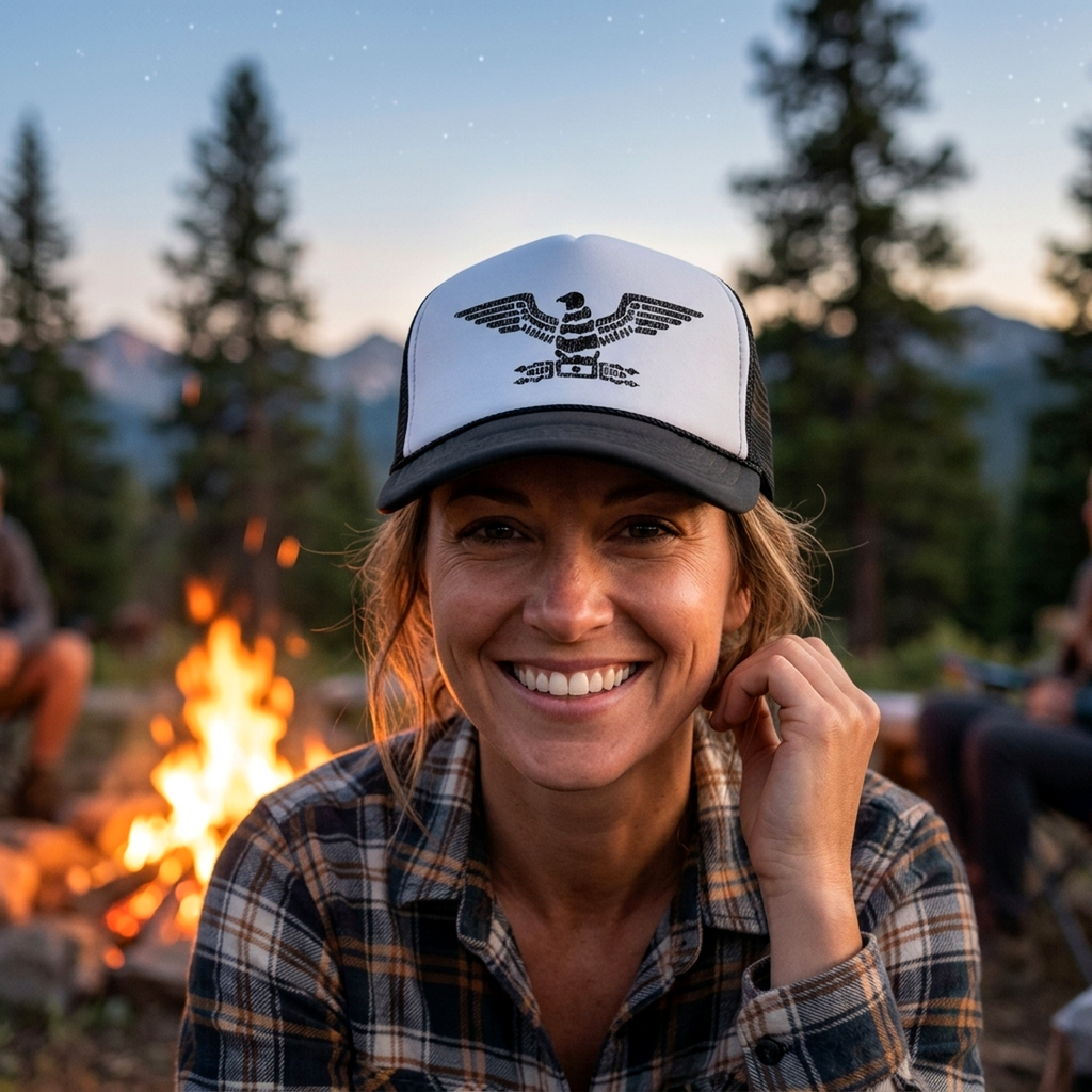 Roman Eagle Trucker Hat - Mesh Cap - Five Panel Retro Style TRUCKER Cap