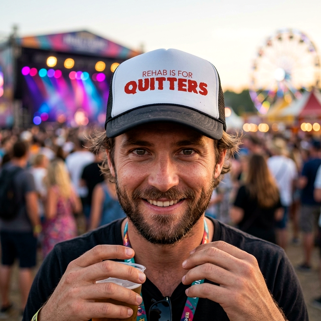 Rehab is for Quitters Trucker Hat - Mesh Cap - Five Panel Retro Style TRUCKER Cap