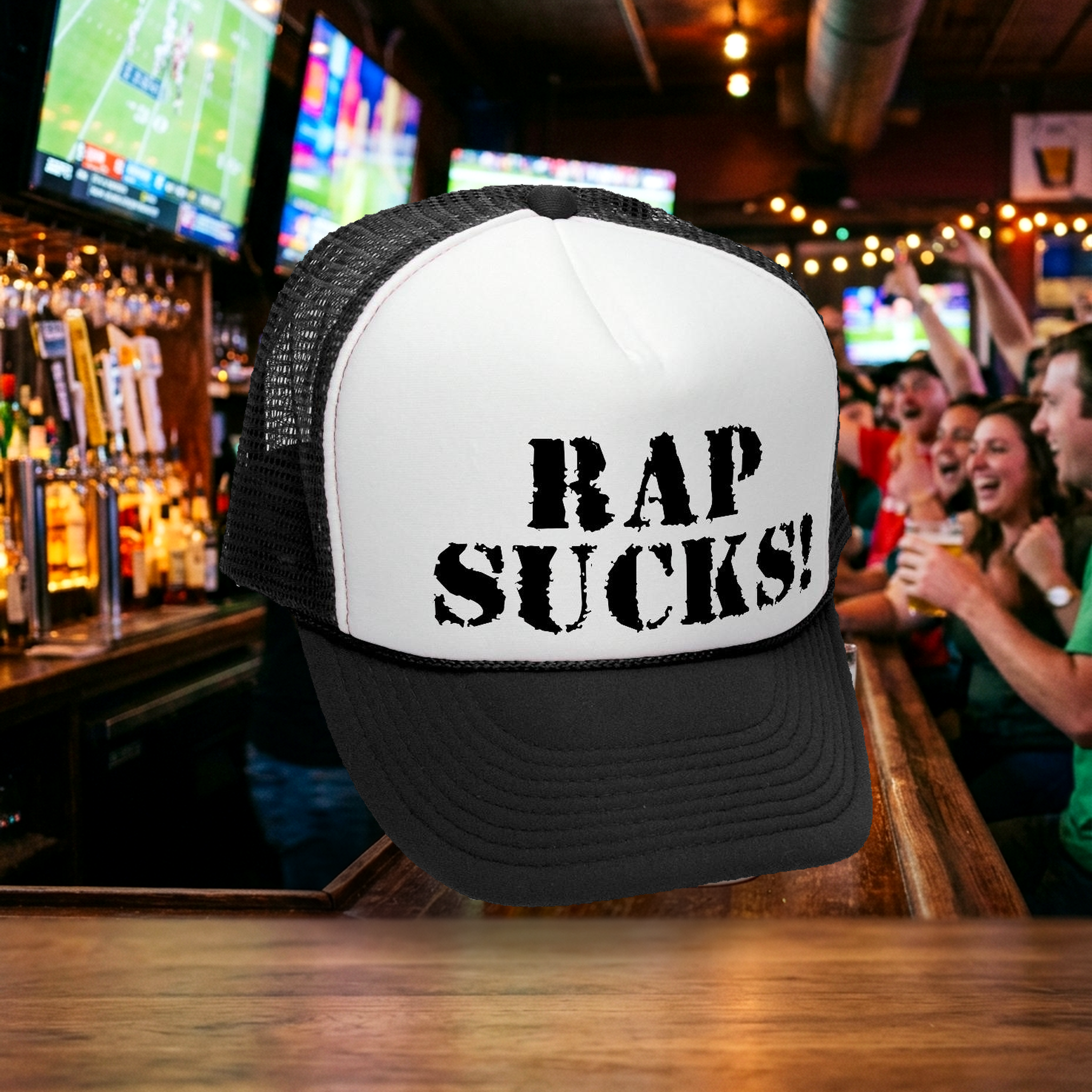 Rap Sucks Trucker Hat - Mesh Cap - Five Panel Retro Style TRUCKER Cap