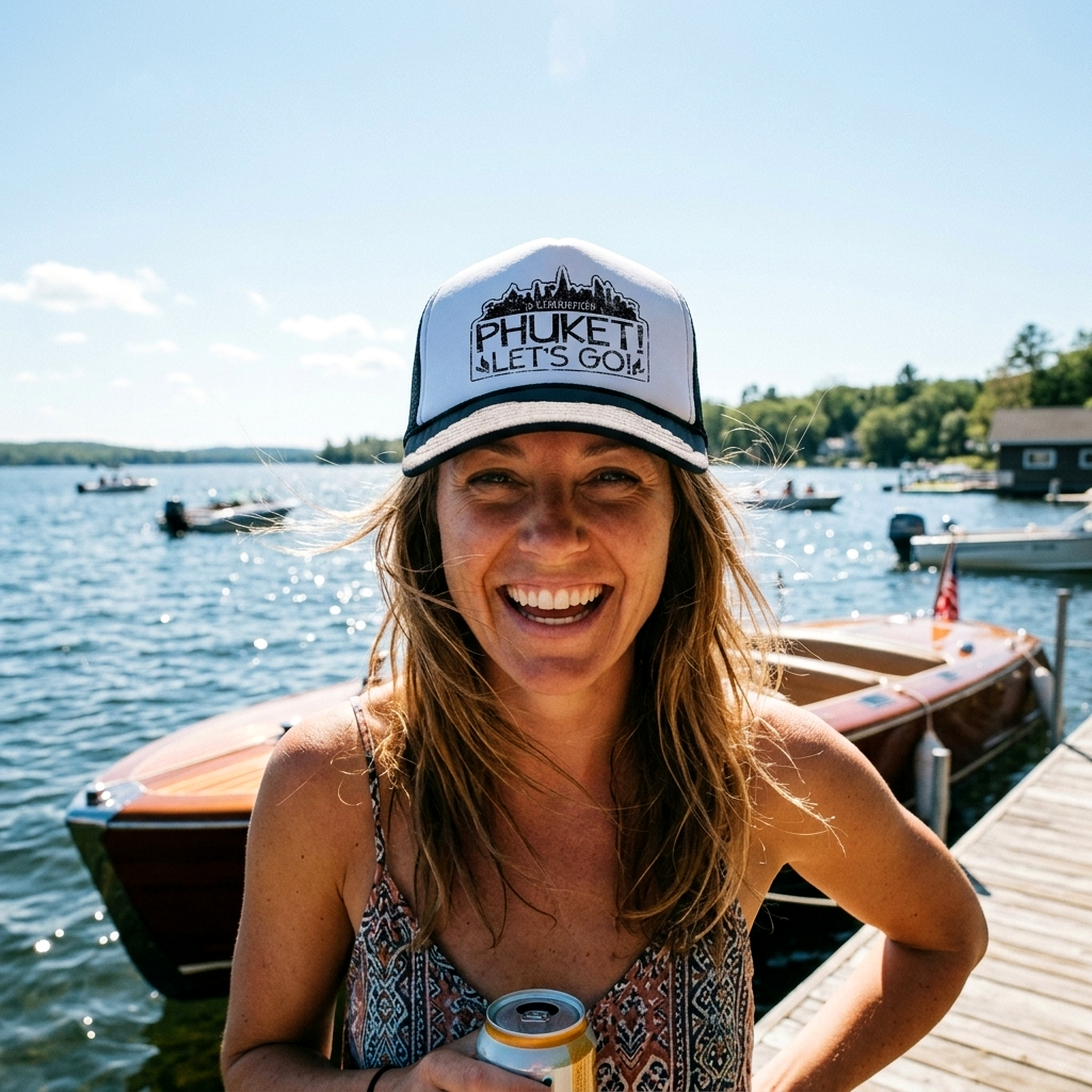 Phuket - Let's Go Trucker Hat - Mesh cap - Five Panel Retro Style TRUCKER Cap