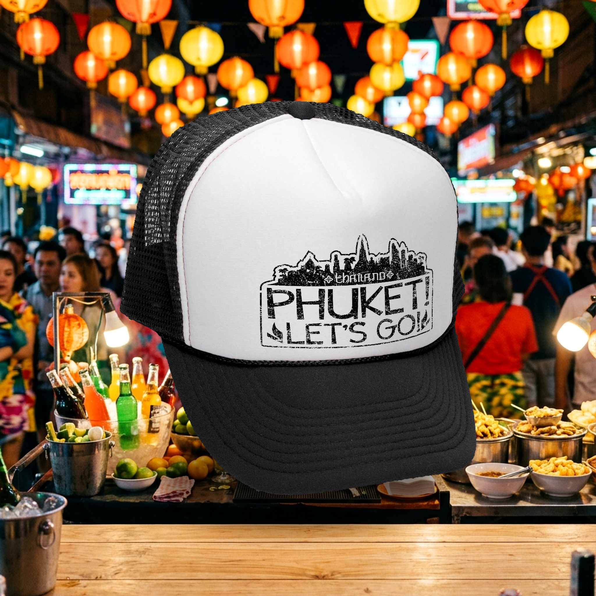 Phuket - Let's Go Trucker Hat - Mesh cap - Five Panel Retro Style TRUCKER Cap