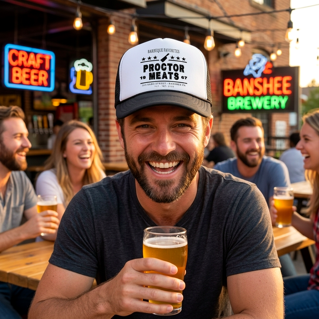 Procter Meats Company Trucker Hat - Five Panel Retro Style TRUCKER Cap