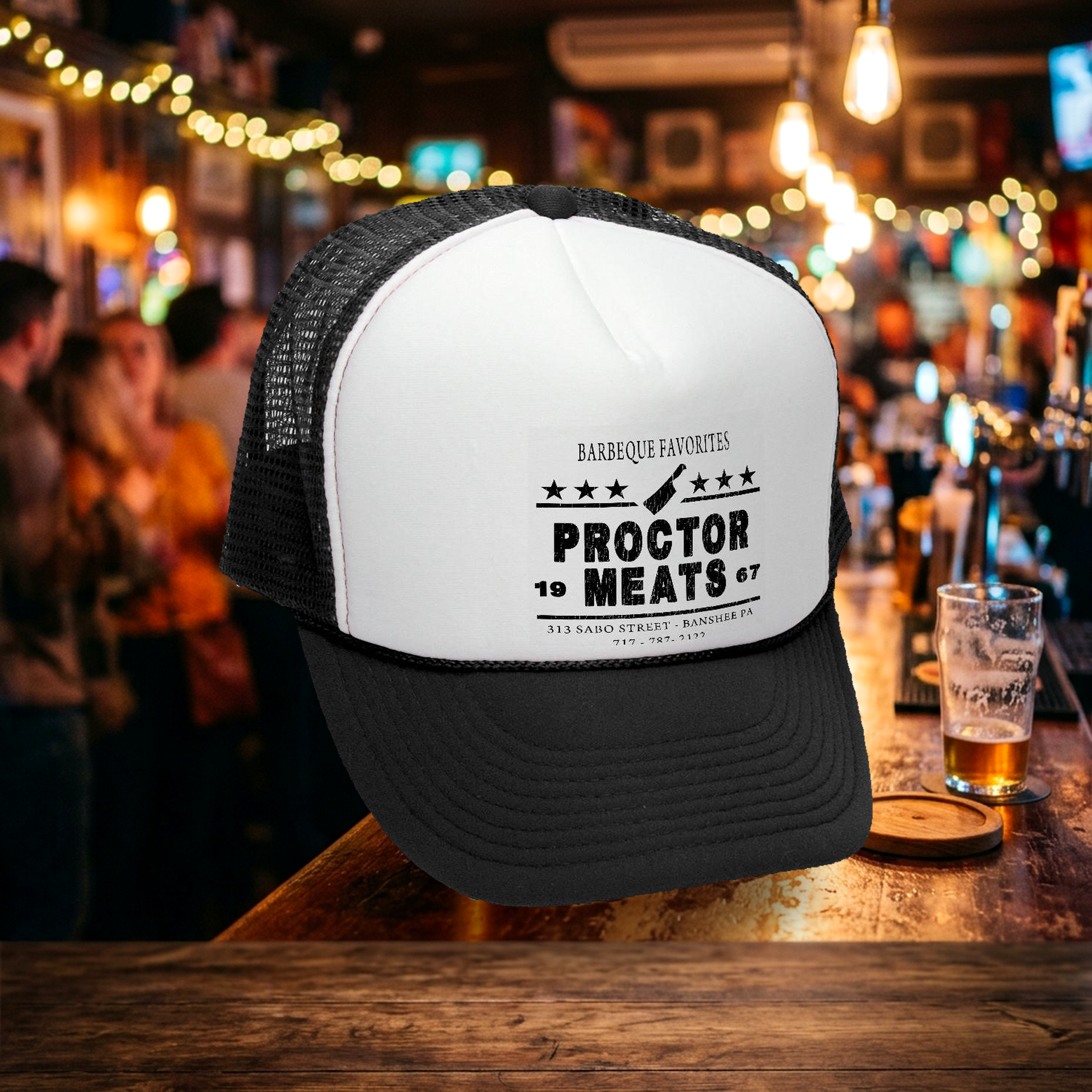 Procter Meats Company Trucker Hat - Five Panel Retro Style TRUCKER Cap