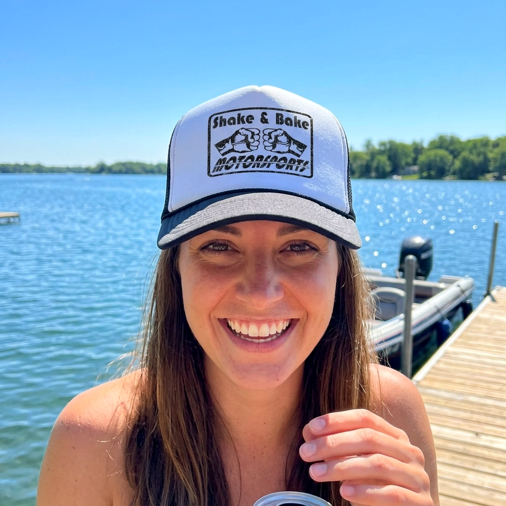 SHAKE and BAKE Motorsports - ferrell movie - Vintage Retro Style Trucker Cap Hat - Five Panel Retro Style TRUCKER Cap