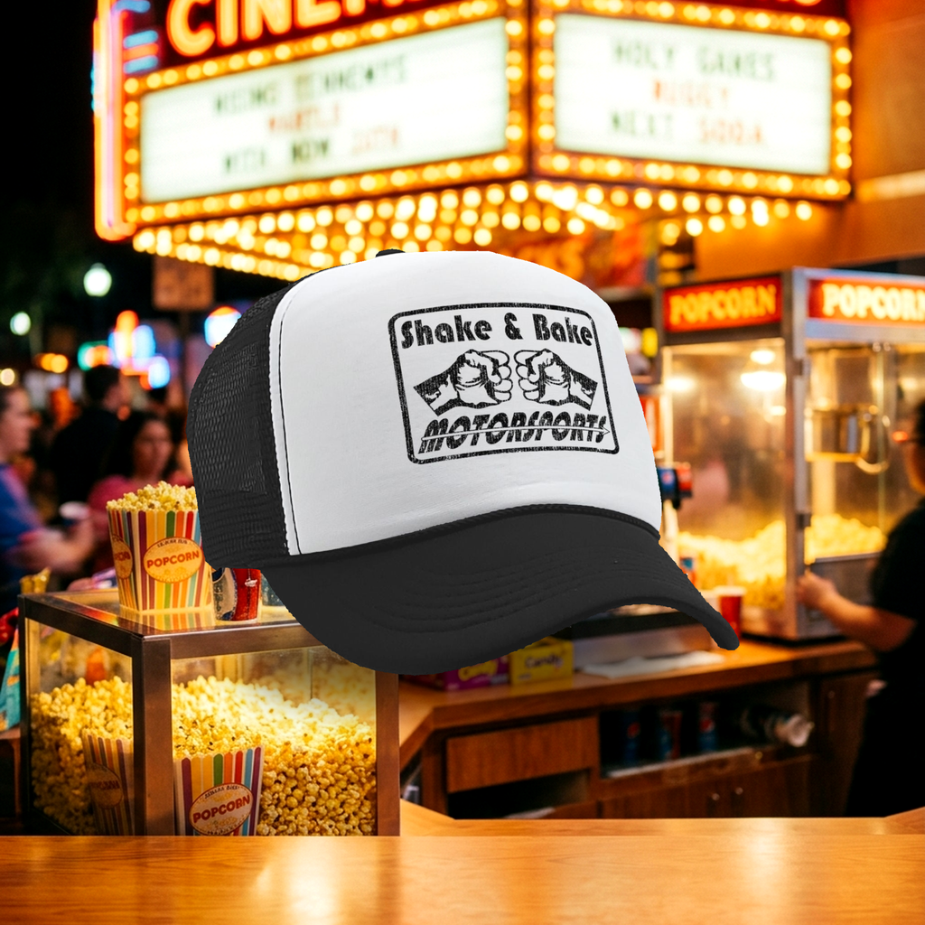 SHAKE and BAKE Motorsports - ferrell movie - Vintage Retro Style Trucker Cap Hat - Five Panel Retro Style TRUCKER Cap