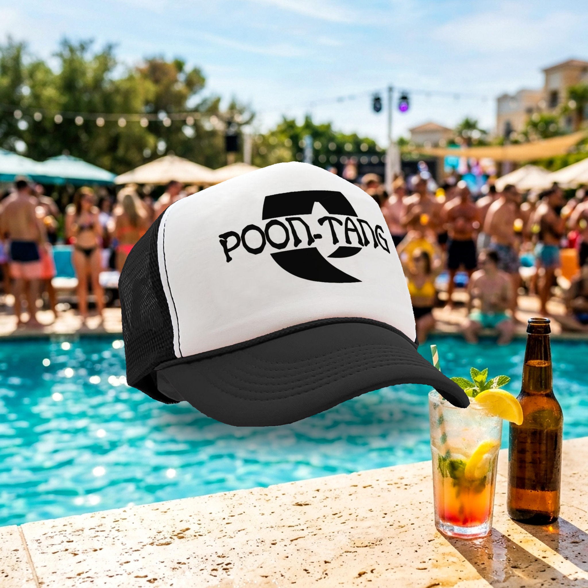 POON TANG CLAN - parody sexy joke gift - Vintage Retro Style Trucker Cap Hat - Five Panel Retro Style TRUCKER Cap