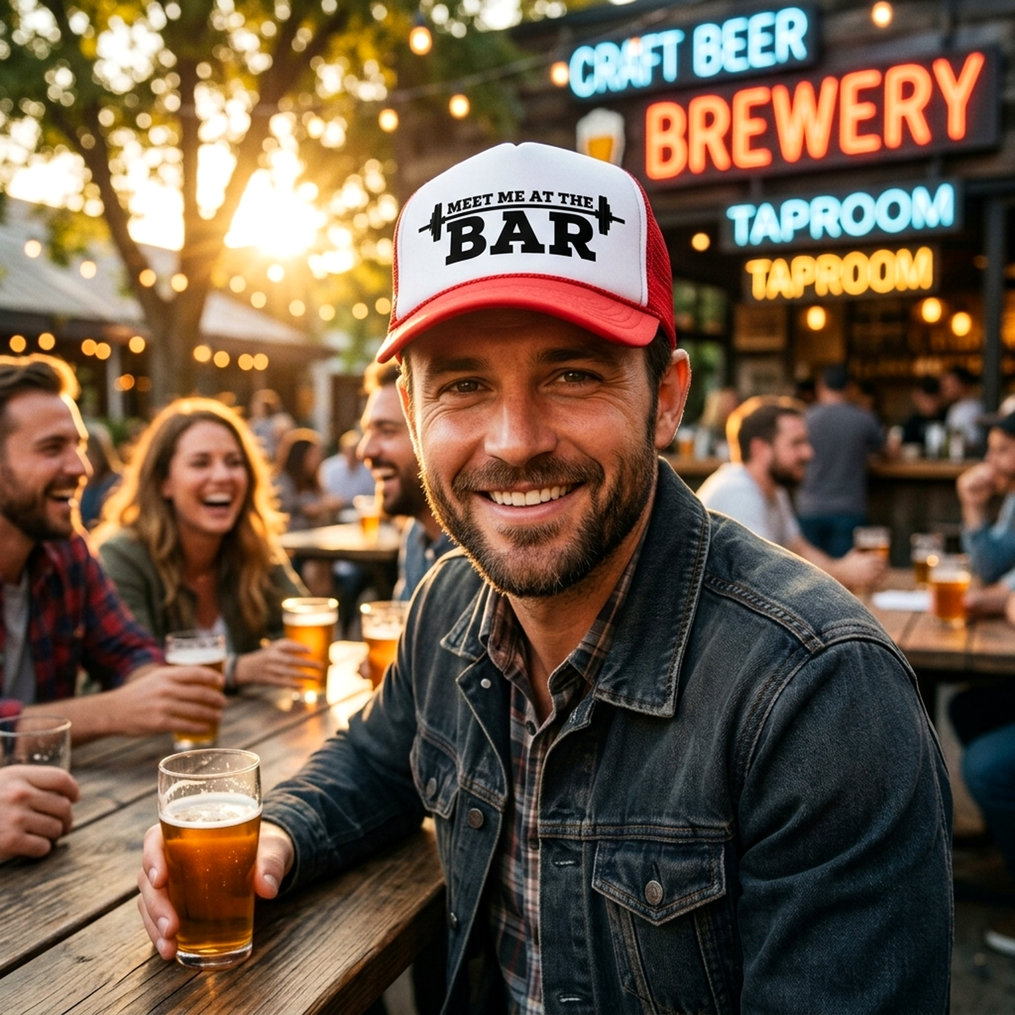 MEET ME AT THE BAR - weight lifting fitness - Mesh Trucker Hat Cap - Five Panel Retro Style TRUCKER Cap