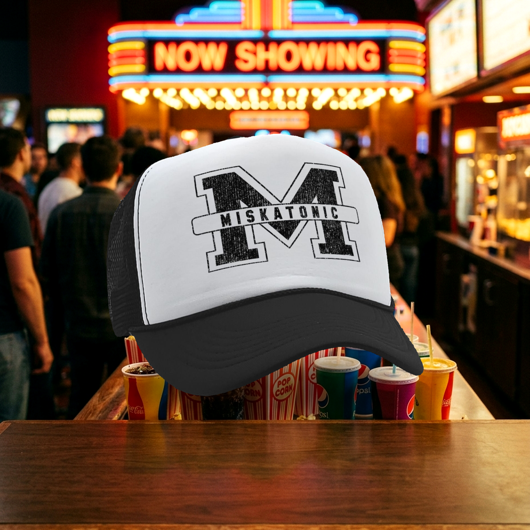 MISKATONIC - horror college university - Vintage Retro Style Trucker Cap Hat - Five Panel Retro Style TRUCKER Cap