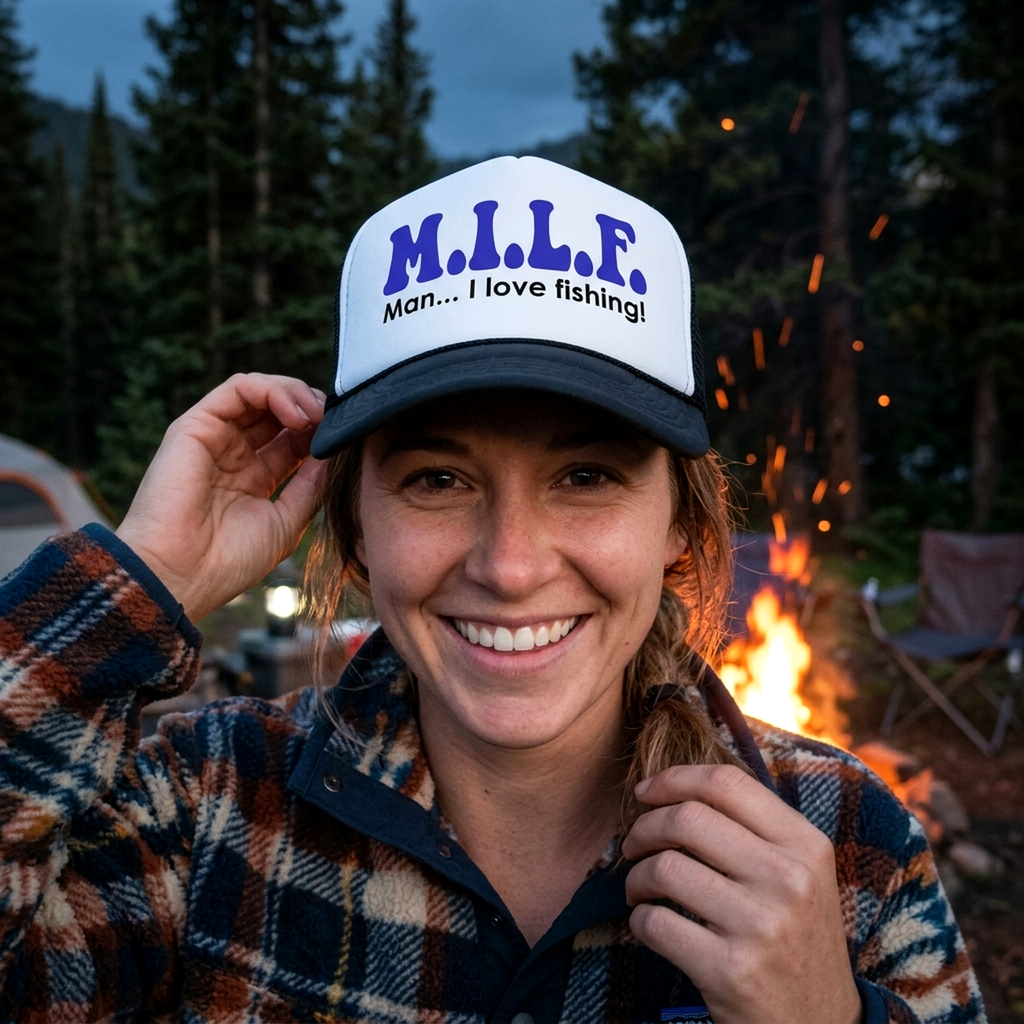 MILF - Man I Love Fishing - Vintage Retro Style Trucker Cap Hat - Five Panel Retro Style TRUCKER Cap