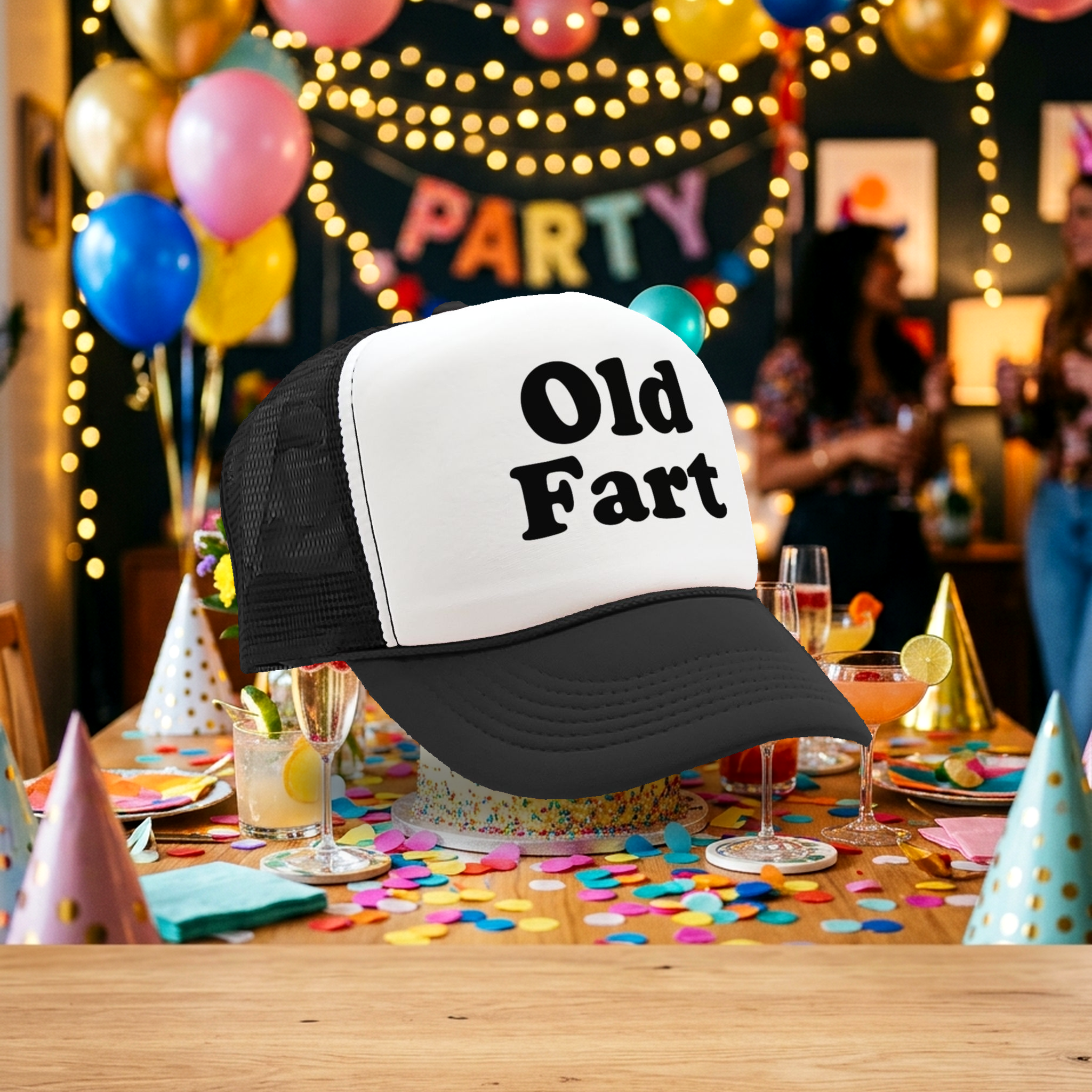 OLD FART - funny over the hill joke gag - Vintage Retro Style Trucker Cap Hat - Five Panel Retro Style TRUCKER Cap