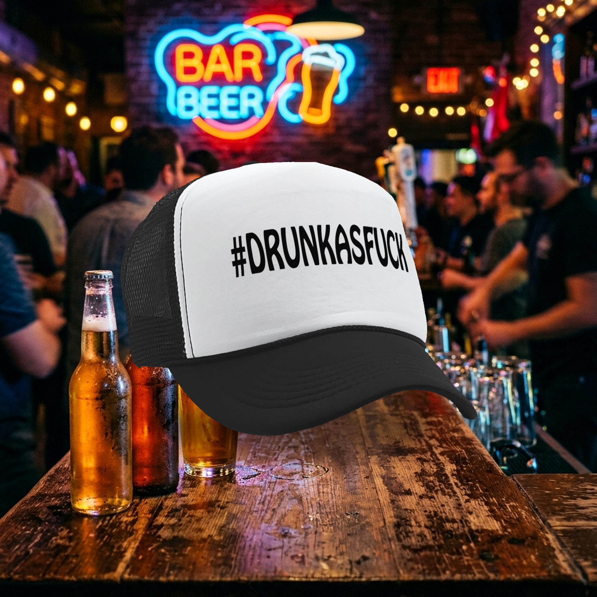 #DRUNKASFUCK - Vintage Retro Style Trucker Cap Hat - Five Panel Retro Style TRUCKER Cap