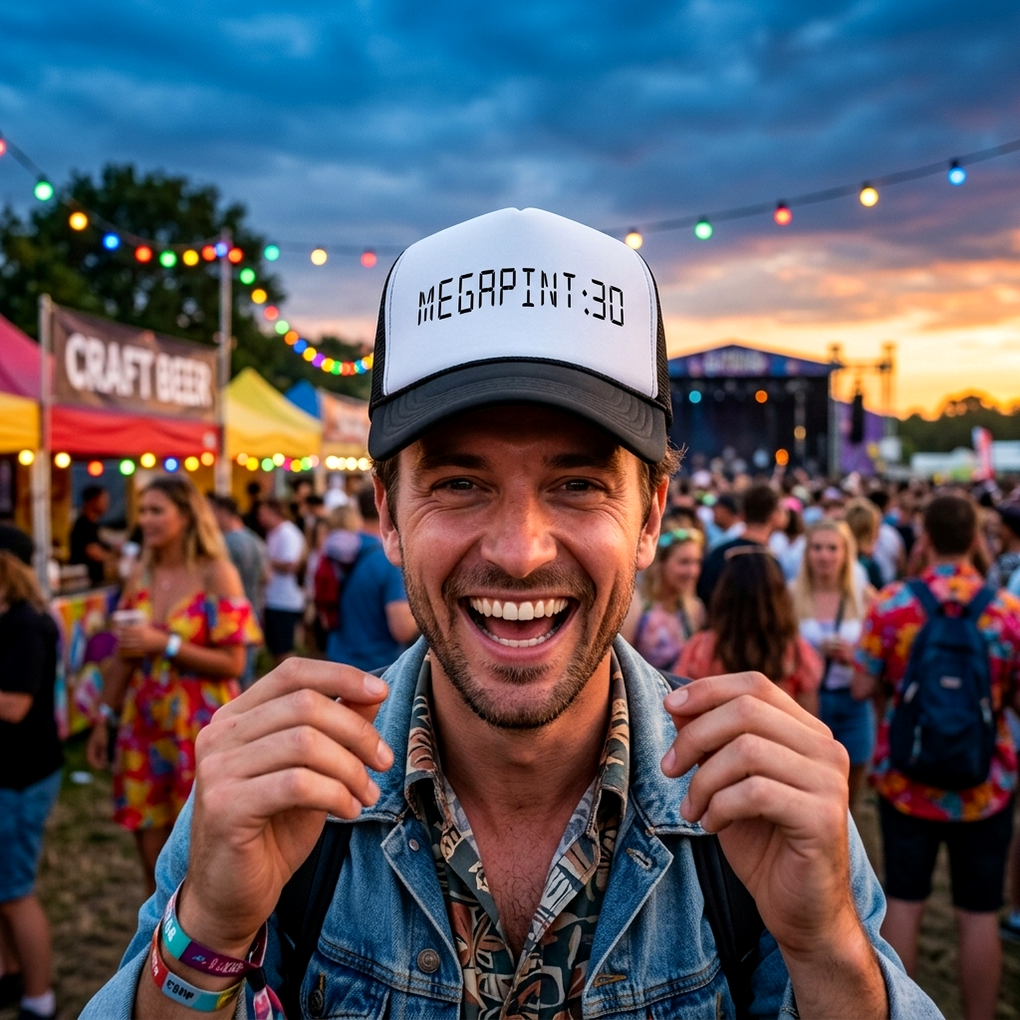 MEGAPINT30 - Vintage Retro Style Trucker Cap Hat - Five Panel Retro Style TRUCKER Cap