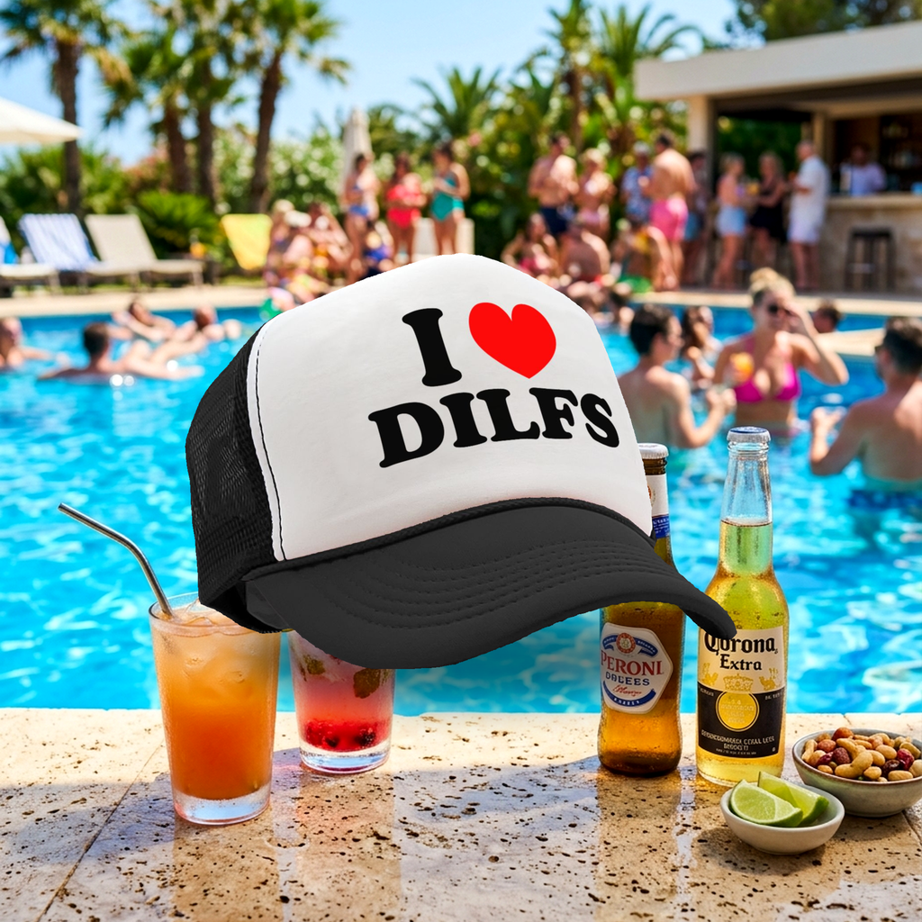 I Heart DILFS - Vintage Retro Style Trucker Cap Hat - Five Panel Retro Style TRUCKER Cap