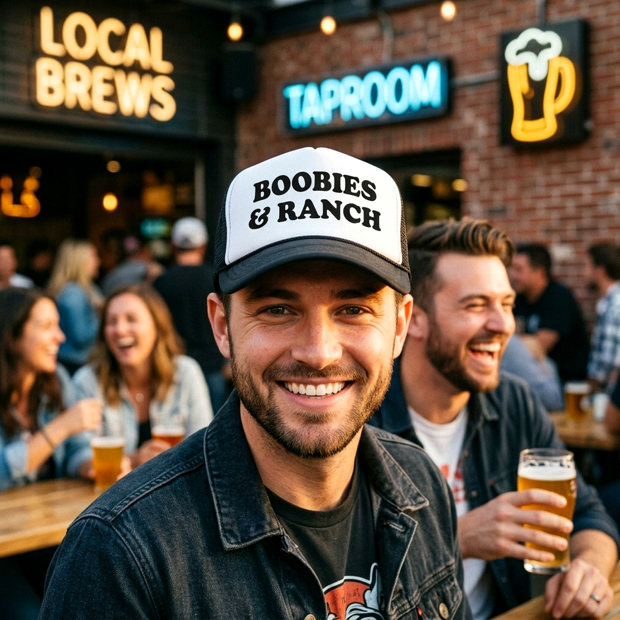 Boobies and Ranch - Vintage Retro Style Trucker Cap Hat - Five Panel Retro Style TRUCKER Cap