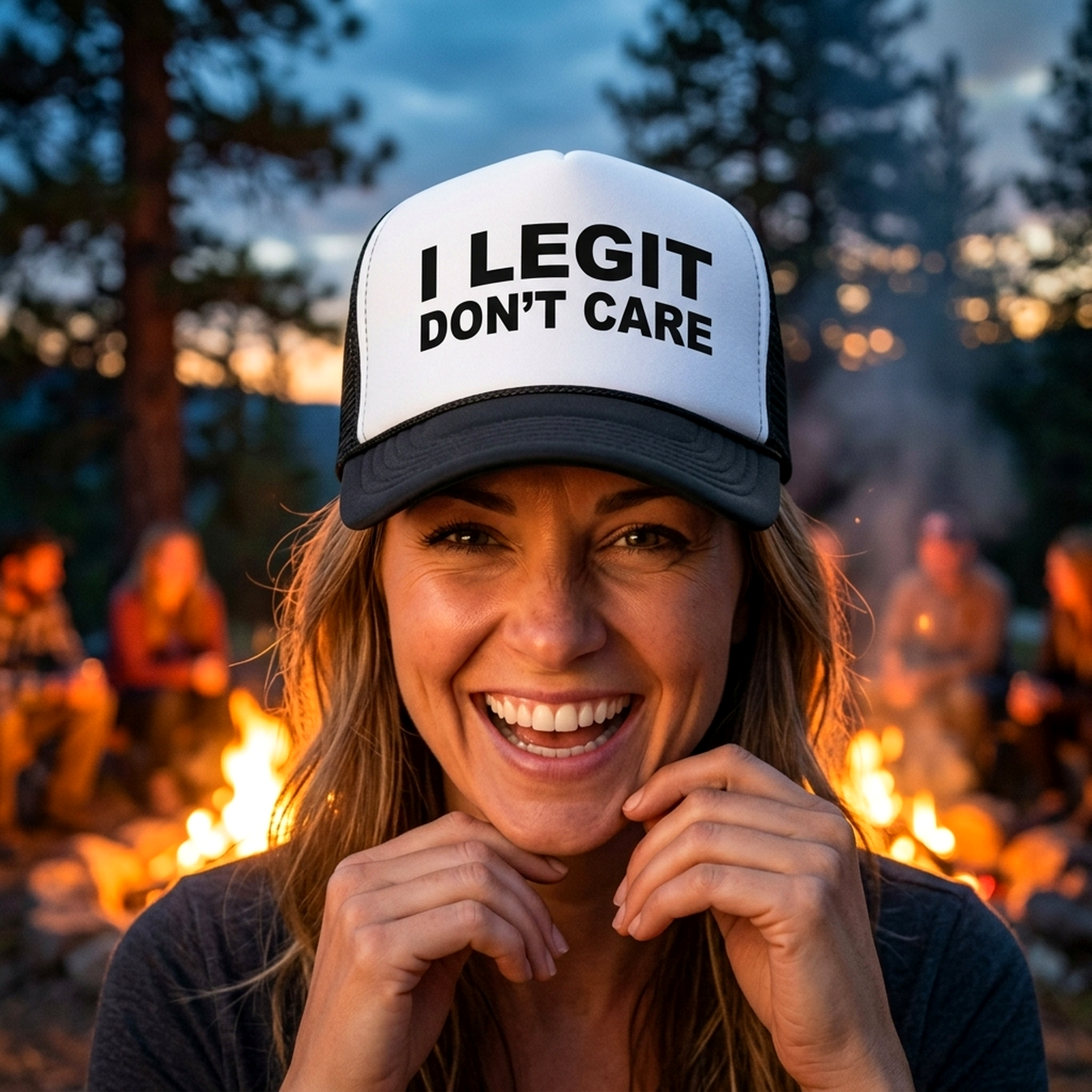 I Legit Don't Care - Vintage Retro Style Trucker Cap Hat - Five Panel Retro Style TRUCKER Cap
