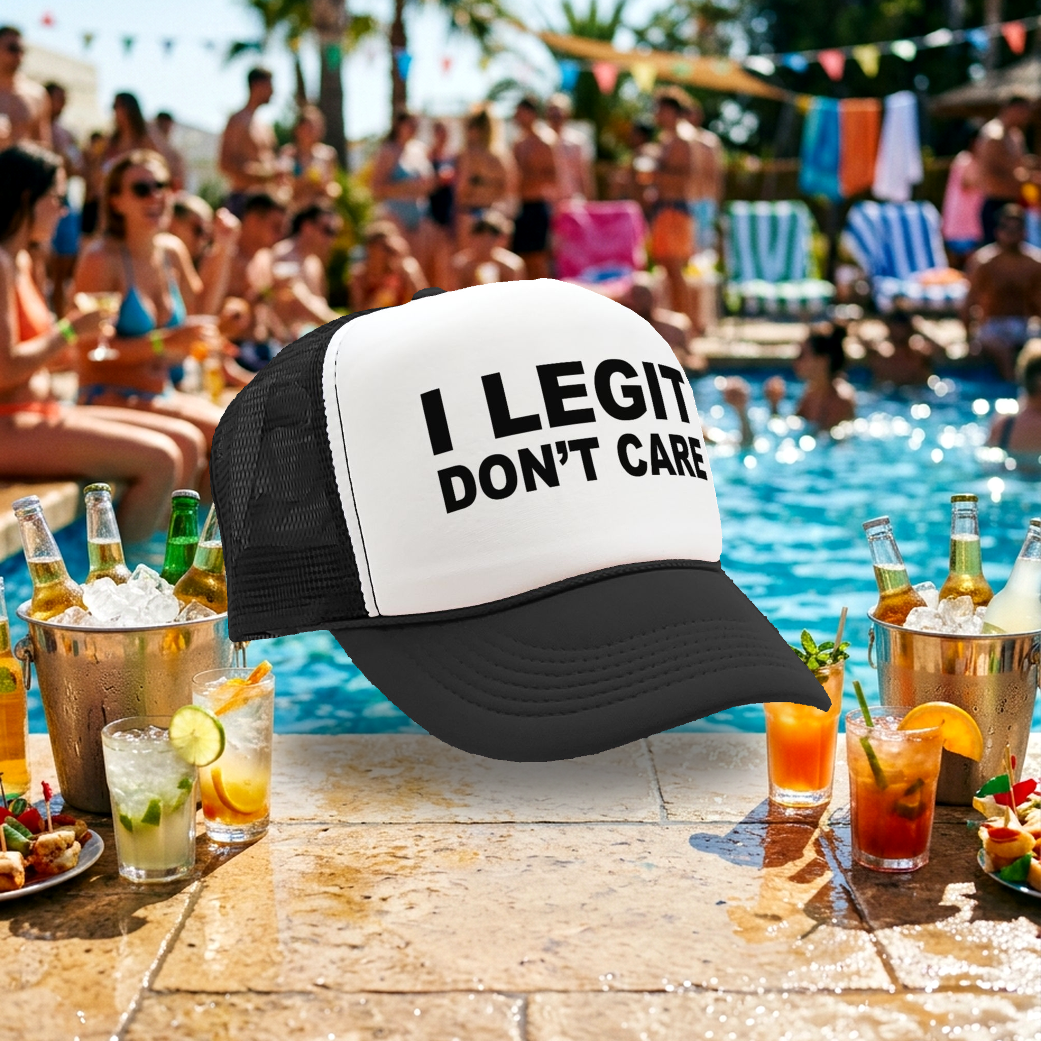 I Legit Don't Care - Vintage Retro Style Trucker Cap Hat - Five Panel Retro Style TRUCKER Cap