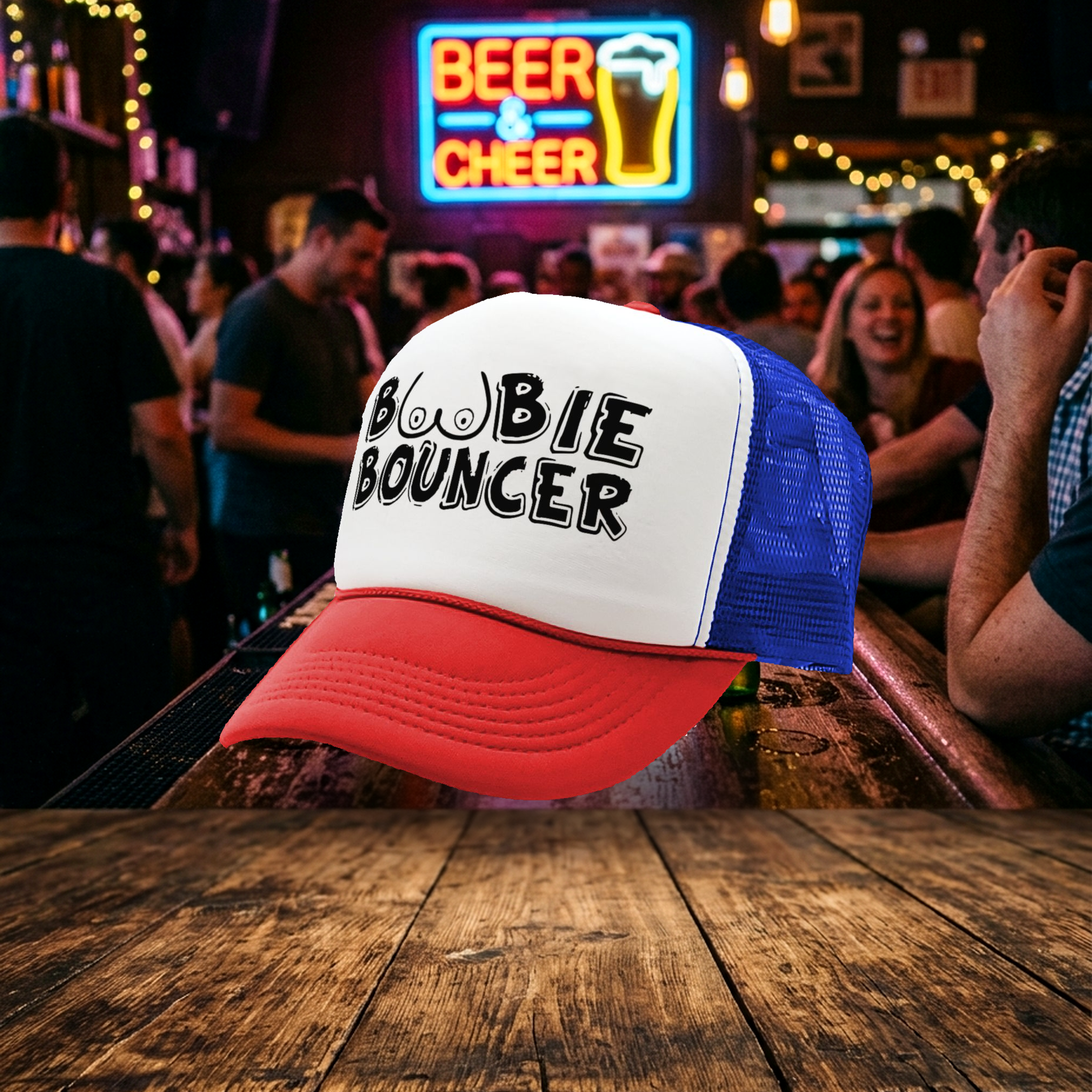 Boobie Bouncer - Vintage Retro Style Trucker Cap Hat - Five Panel Retro Style TRUCKER Cap