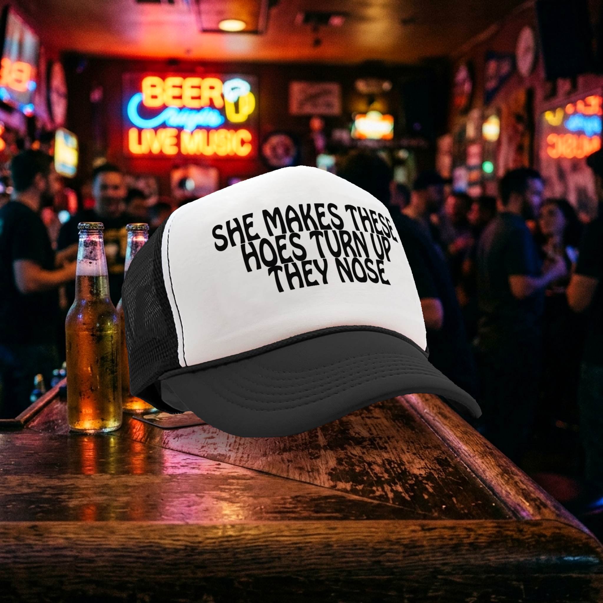 She Make These Hoes Turn Up Their Nose - Vintage Retro Style Trucker Cap Hat - Five Panel Retro Style TRUCKER Cap
