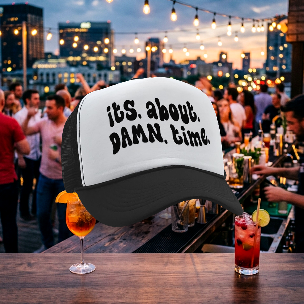 its. about. damn. time. - viral video - Vintage Retro Style Trucker Cap Hat - Five Panel Retro Style TRUCKER Cap